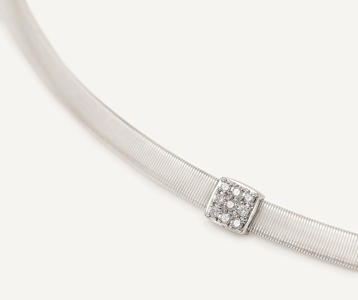 18K White Gold Coil Necklace with Diamonds, 16.5" - Image 3
