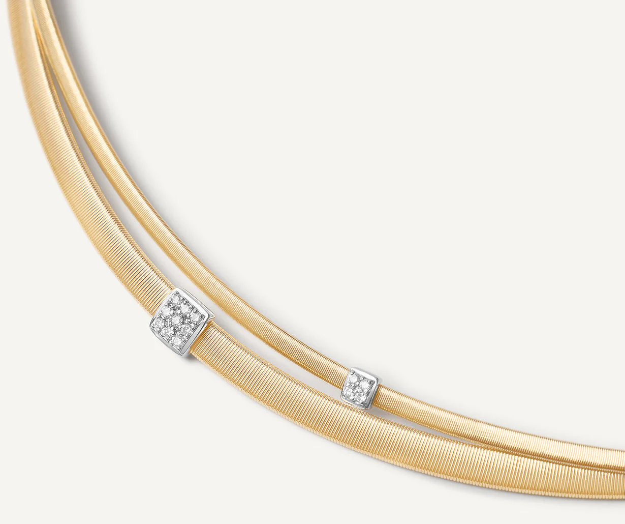 18K Yellow Gold Two Strand Coil Necklace with Diamonds, 16.5" - Image 3