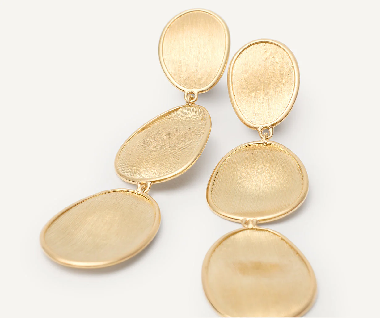 18K Yellow Gold Petal Earrings, 2" - Image 3