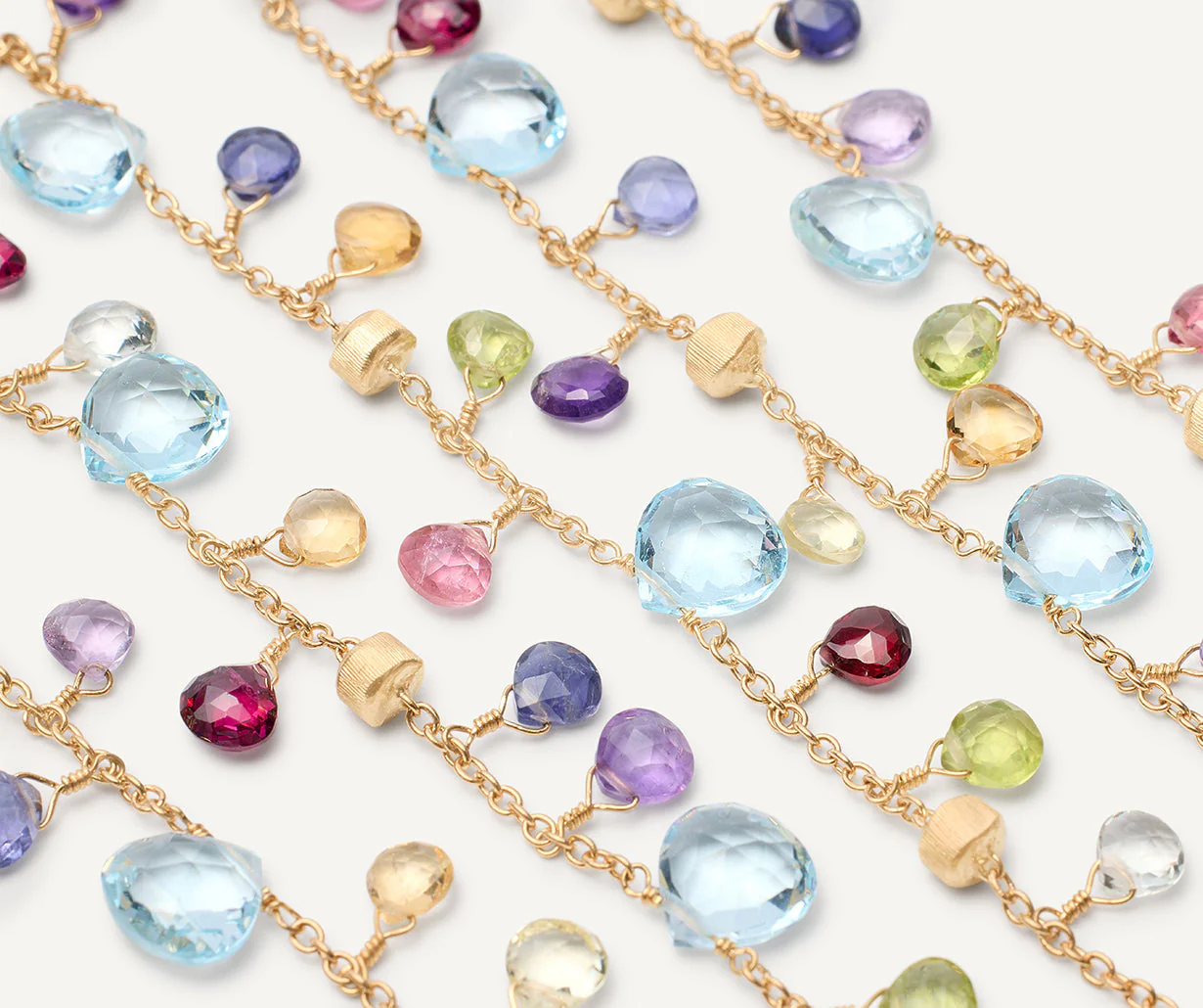 18K Yellow Gold Gemstone Five Strand Bracelet, 7.25" - Image 3