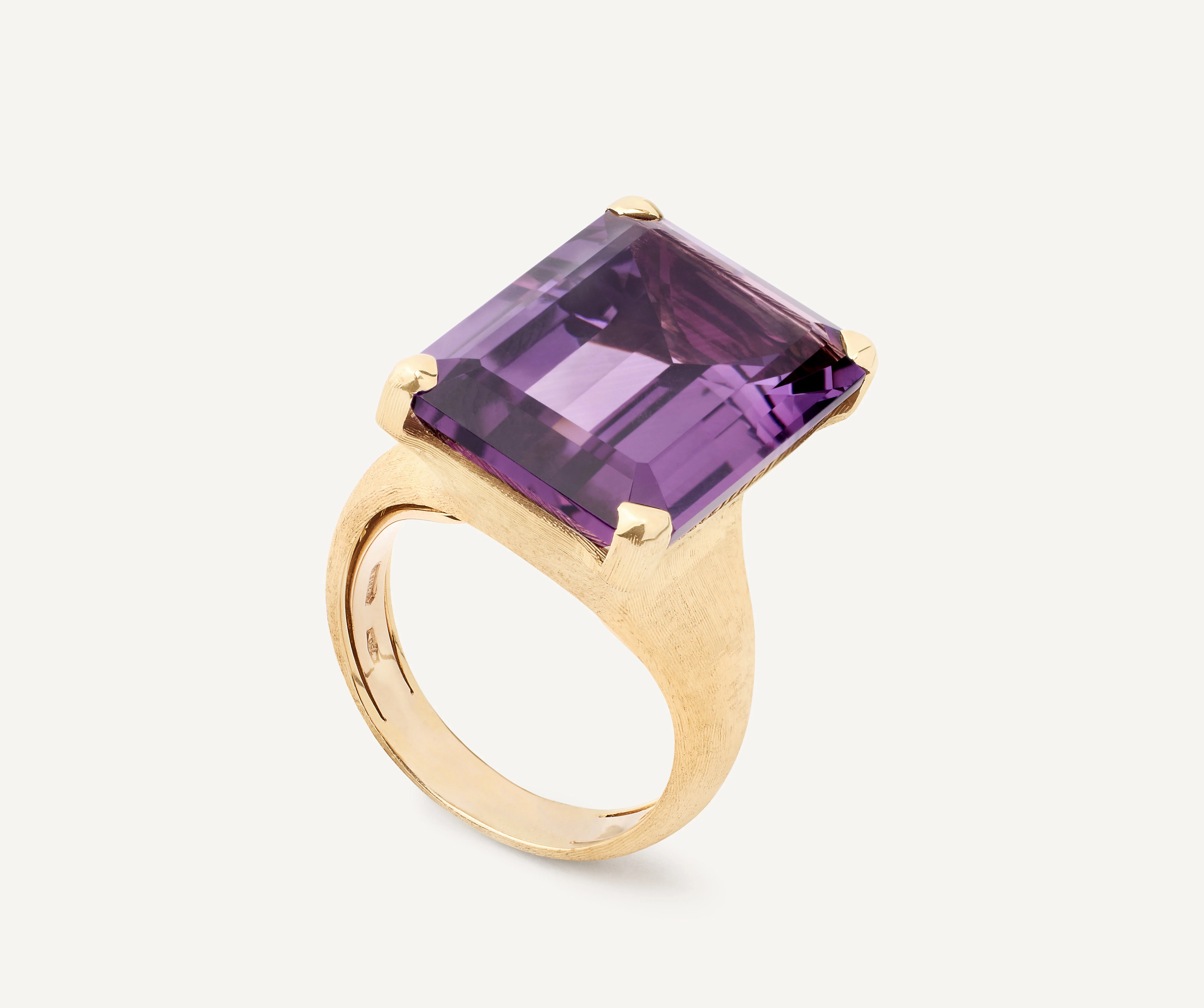 18K Yellow Gold Baguette-Cut Amethyst Cocktail Ring