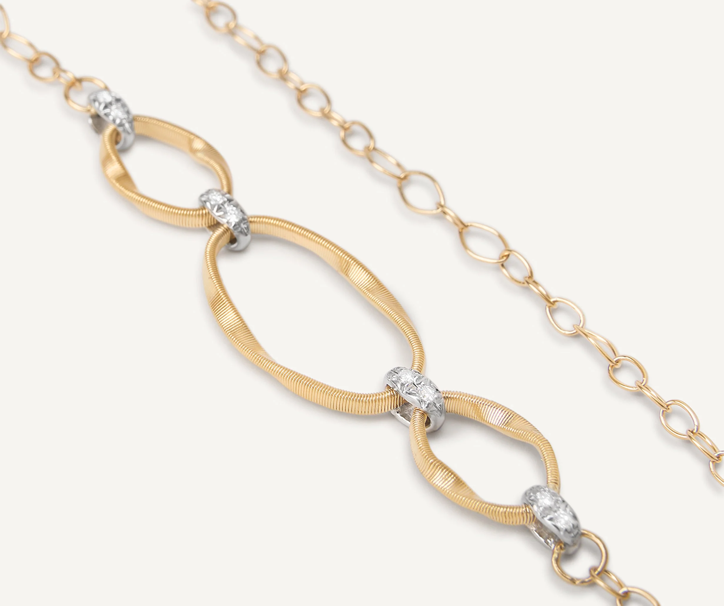 18K Yellow Gold Coil Halfsie Necklace with Diamonds, 16.5"-18' - Image 4