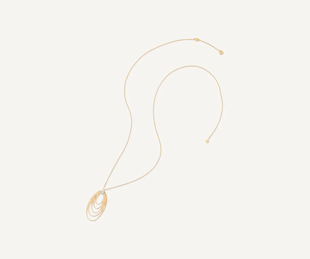 18K Yellow Gold Coil Oval Pendant Necklace with Diamonds, 31.5"