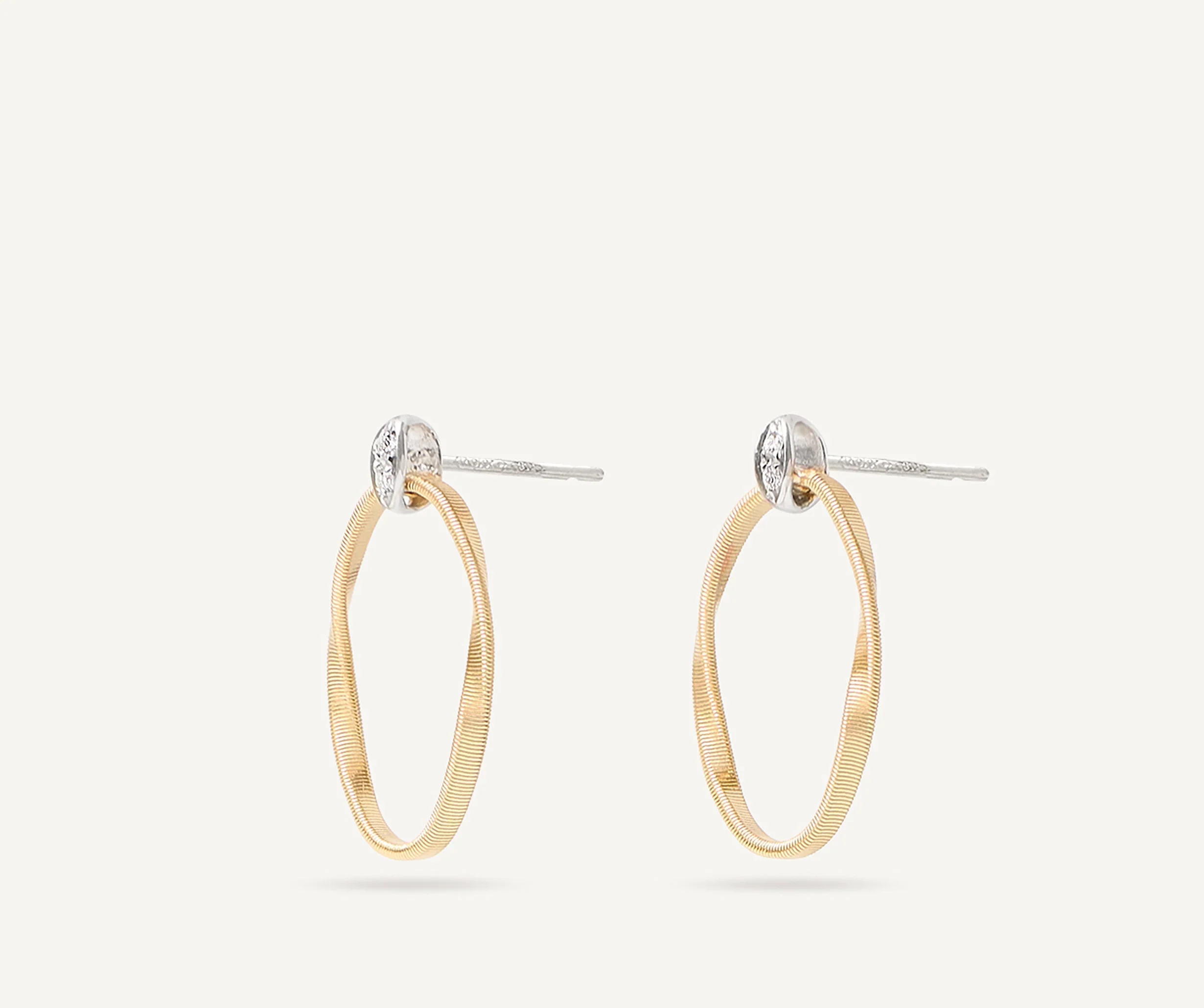 18K Yellow Gold Coil Earrings with Diamonds, 0.9" - Image 4