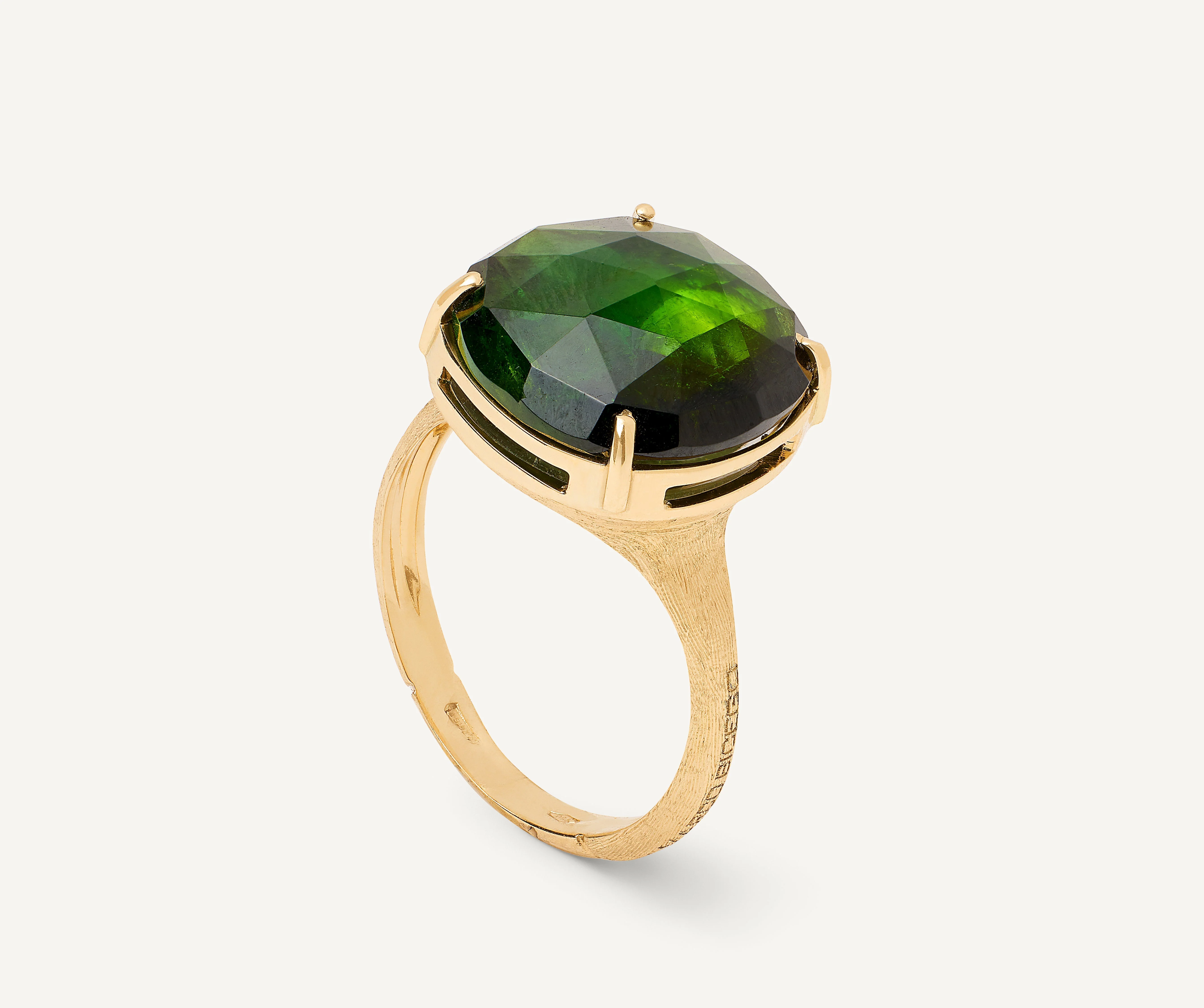 18K Yellow Gold Green Tourmaline Cocktail Ring