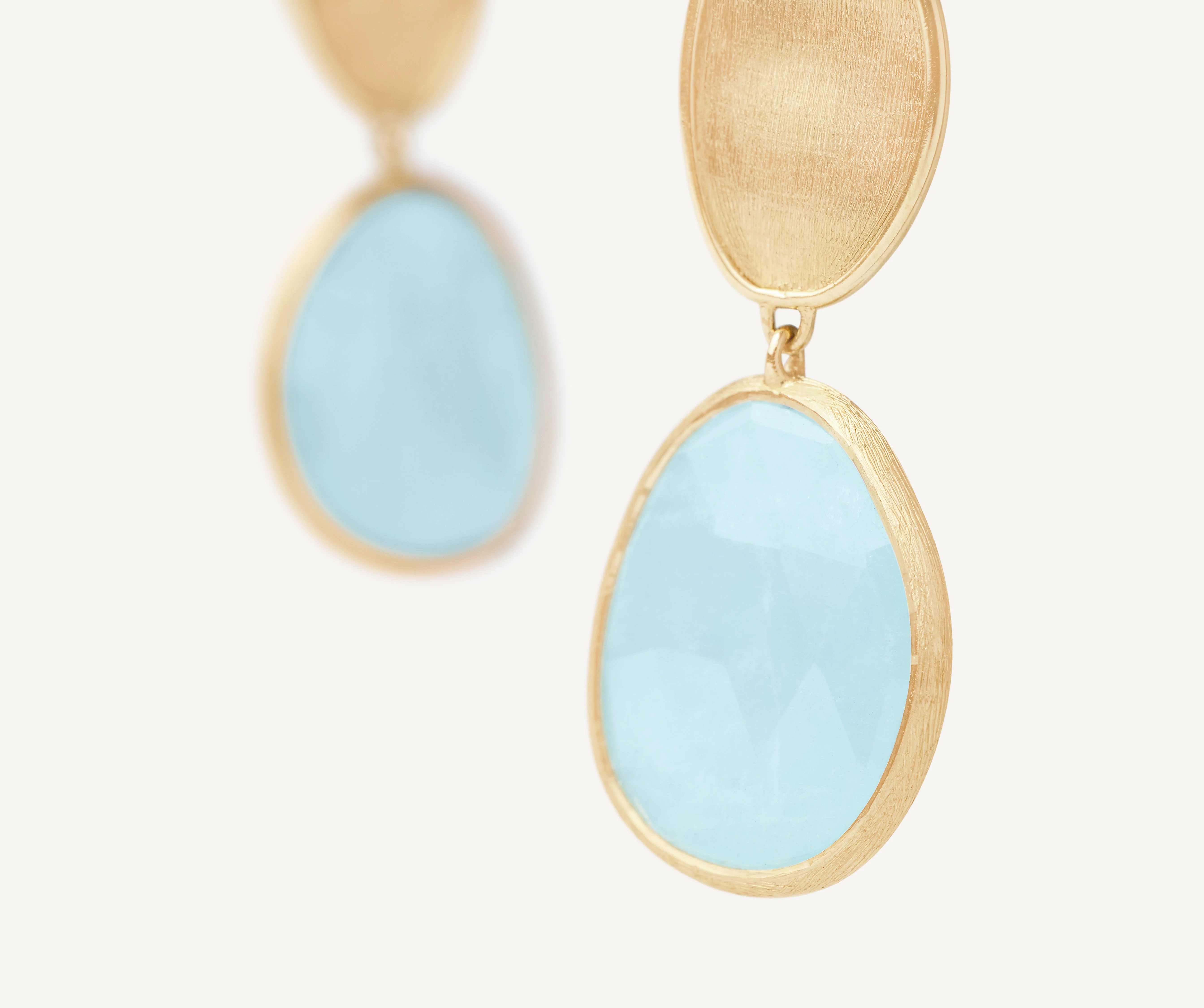 18K Yellow Gold Aquamarine Earrings, 1.25" - Image 3
