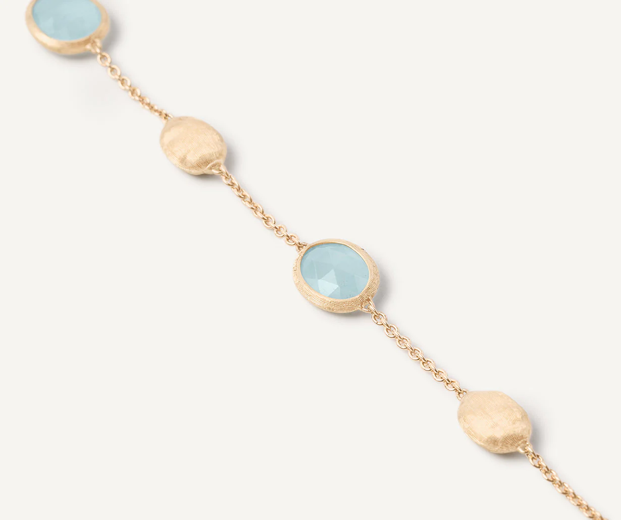 18K Yellow Gold Aquamarine Bracelet, 7" - Image 3
