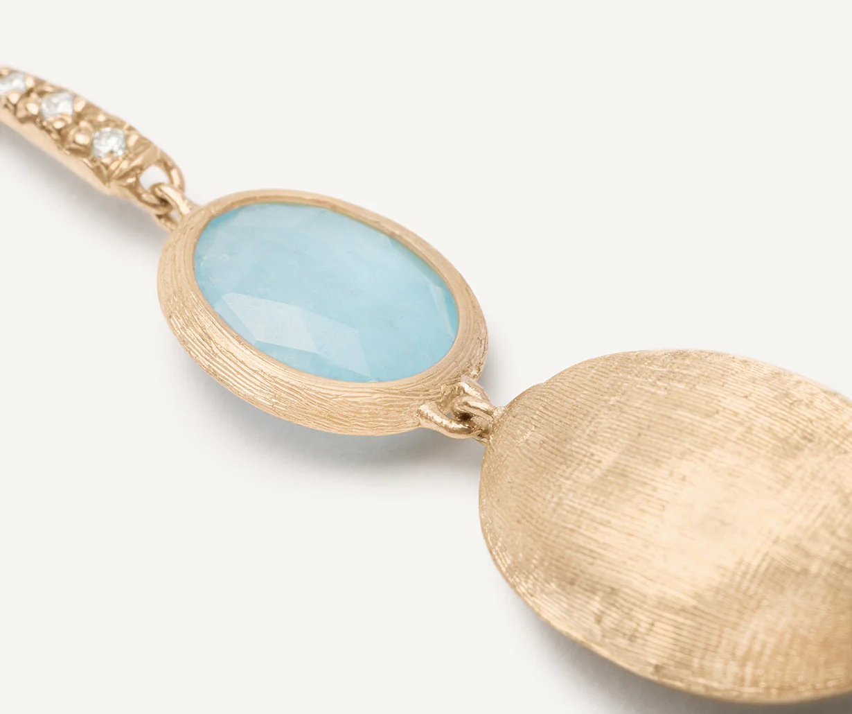 18K Yellow Gold Aquamarine Earrings with Diamond Hook, 1.3" - Image 3