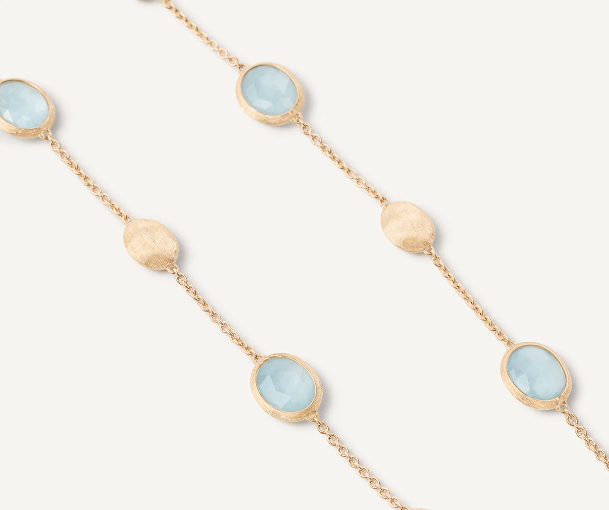 18K Yellow Gold Aquamarine Bean Necklace, 16.5"-18" - Image 3