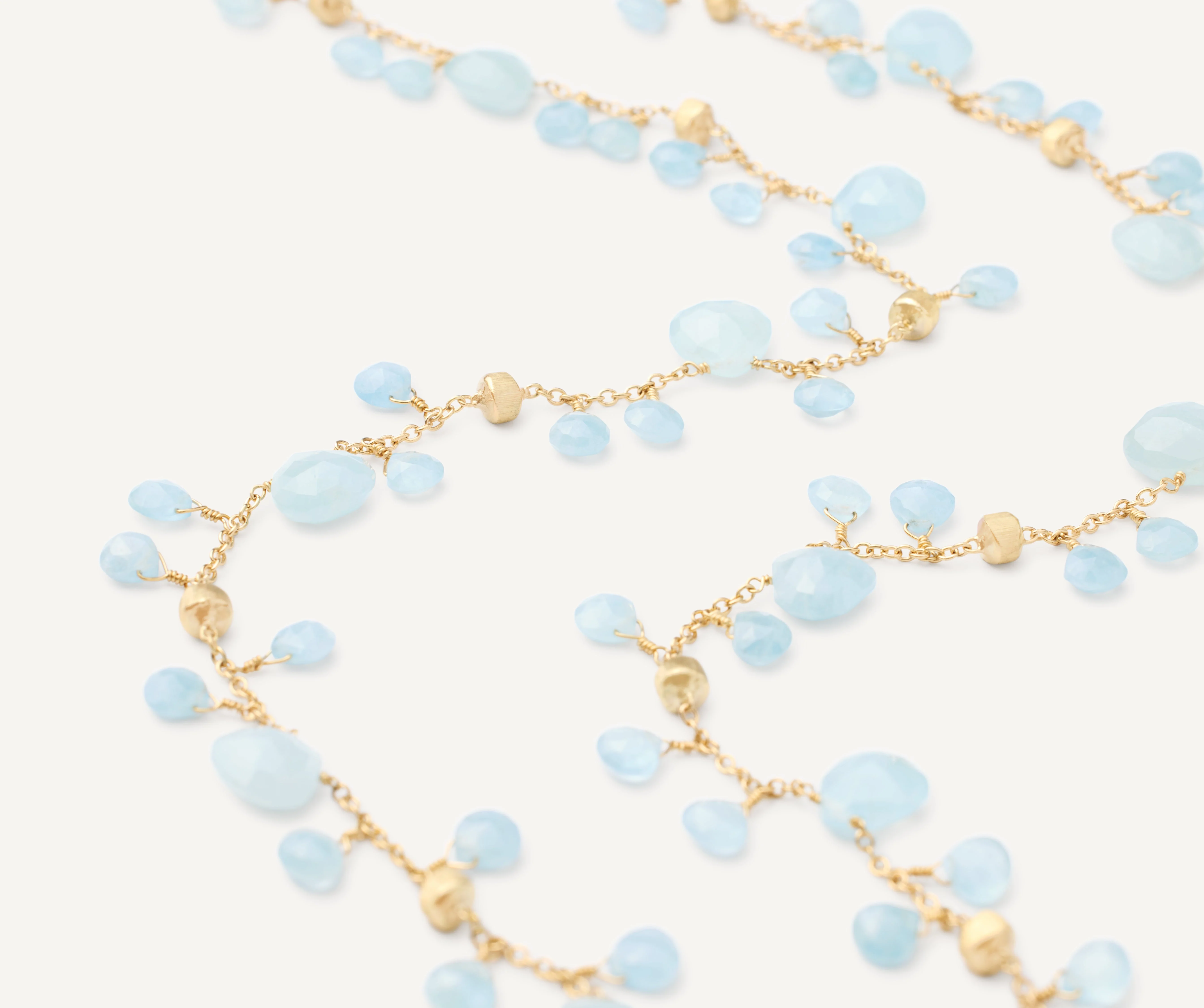 18K Yellow Gold Aquamarine Necklace, 36" - Image 4