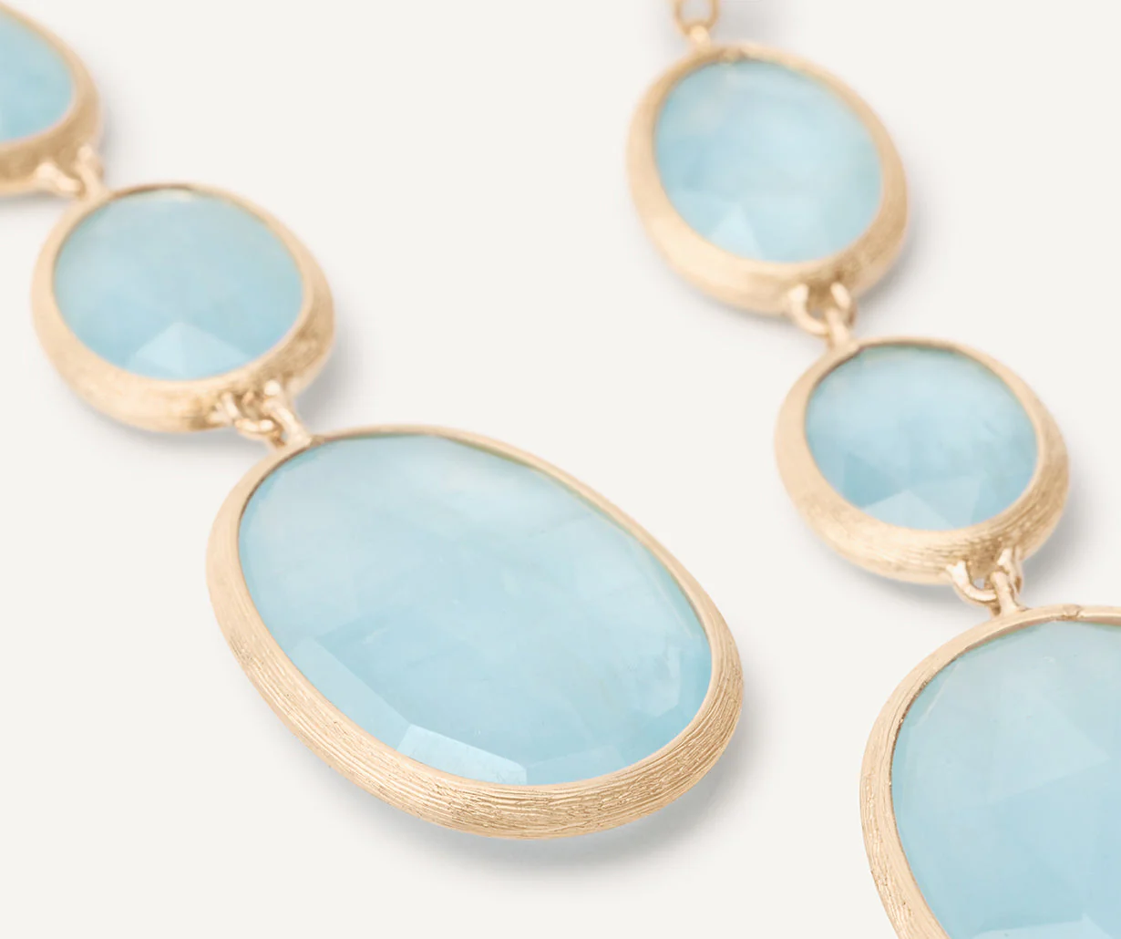 18K Yellow Gold Aquamarine Earrings, 1.9" - Image 3