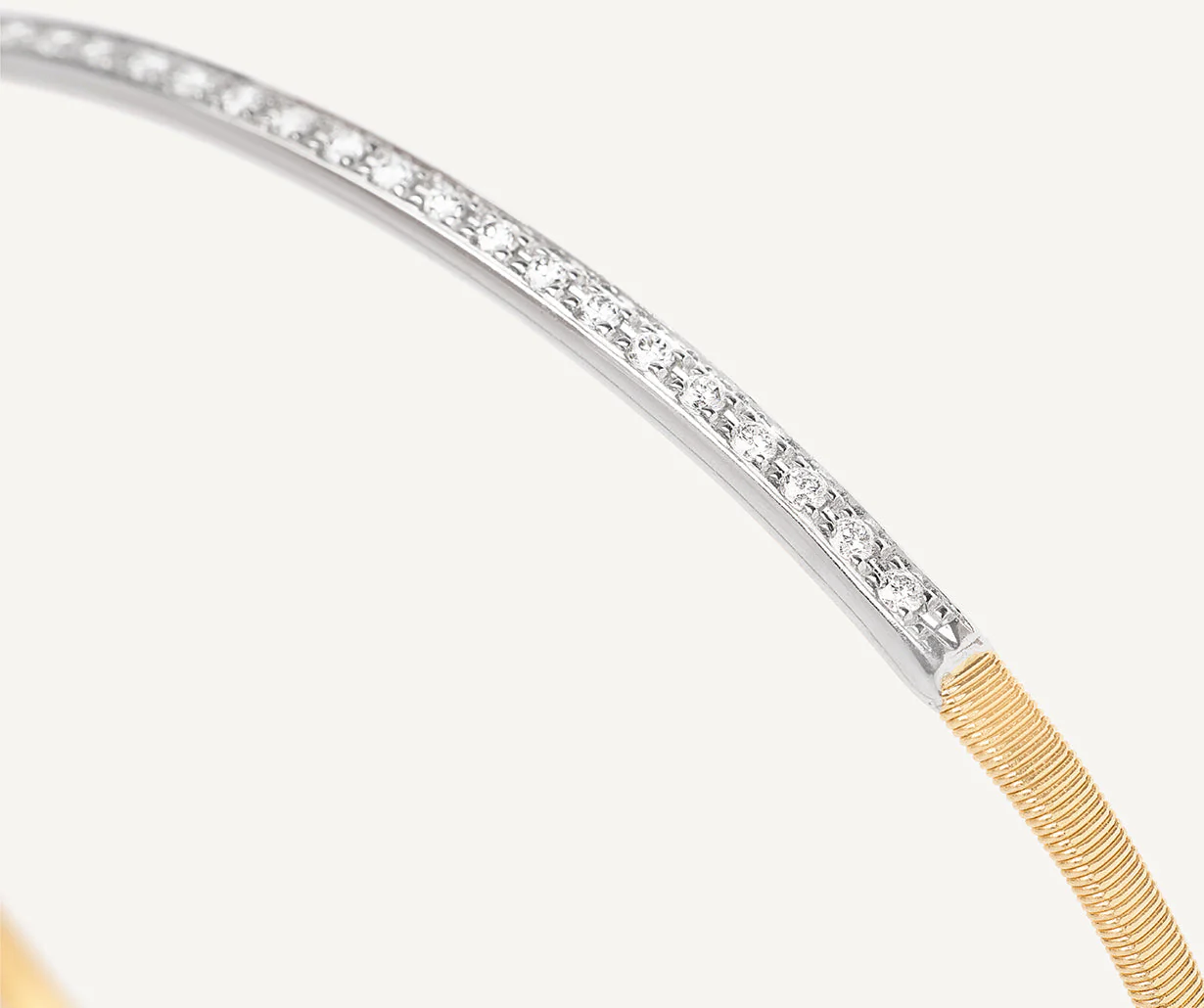 18K Yellow Gold Coil Bangle with Diamond Bar, 2.4mm - Image 3