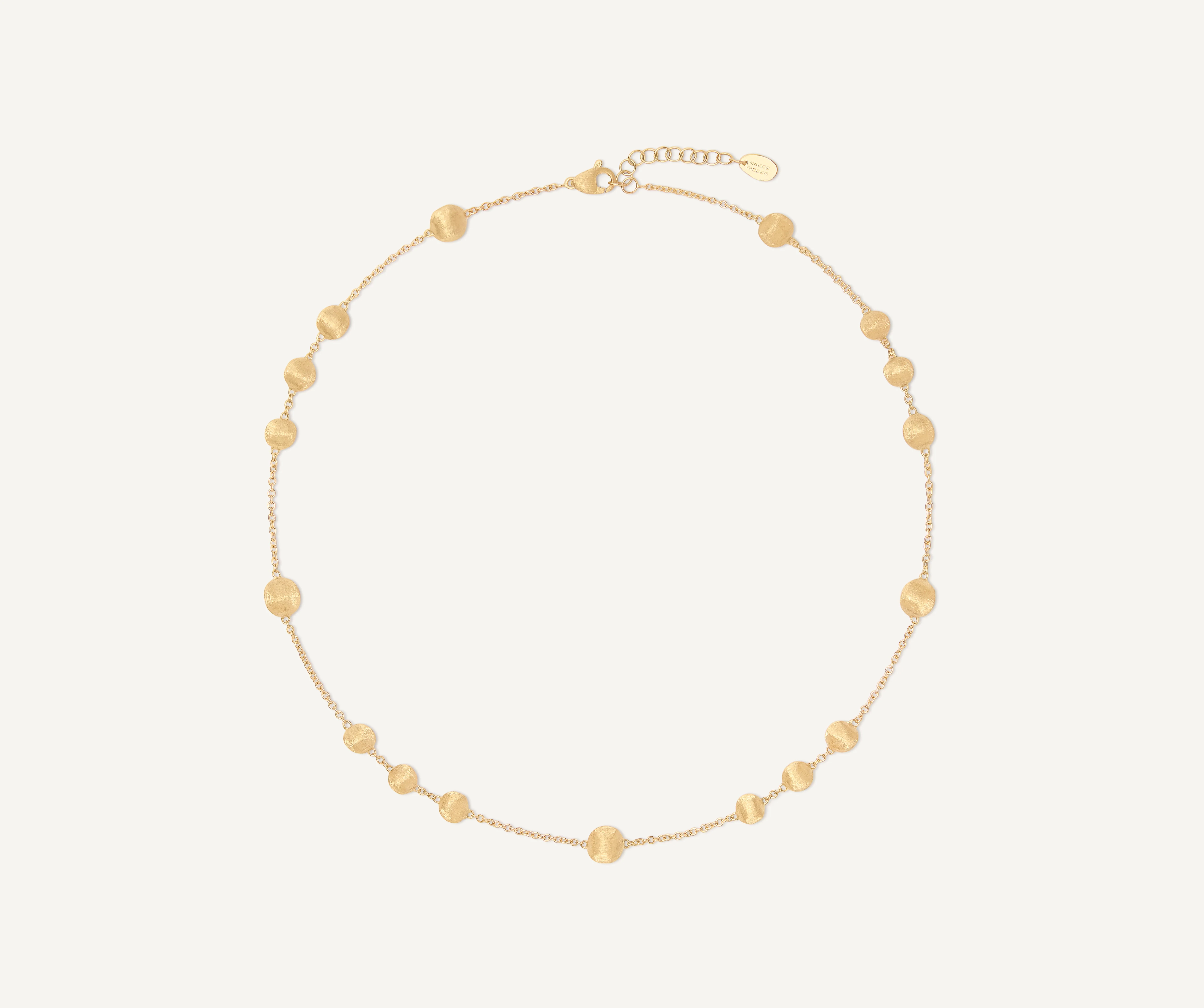 18K Yellow Gold Scattered Bead Necklace, 16.5"-18"