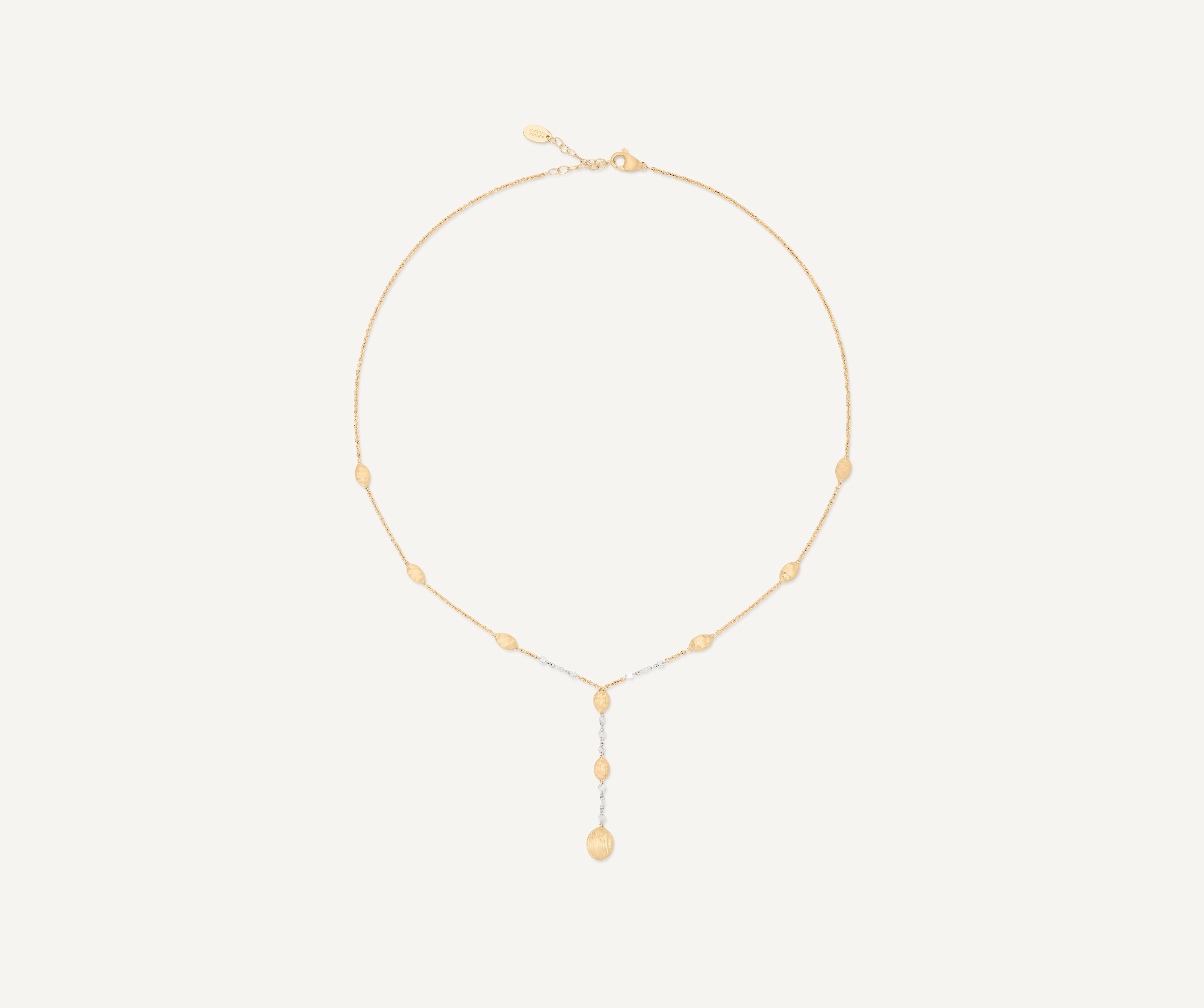 18K Yellow Gold Lariat with Diamonds, 16.5"-18"