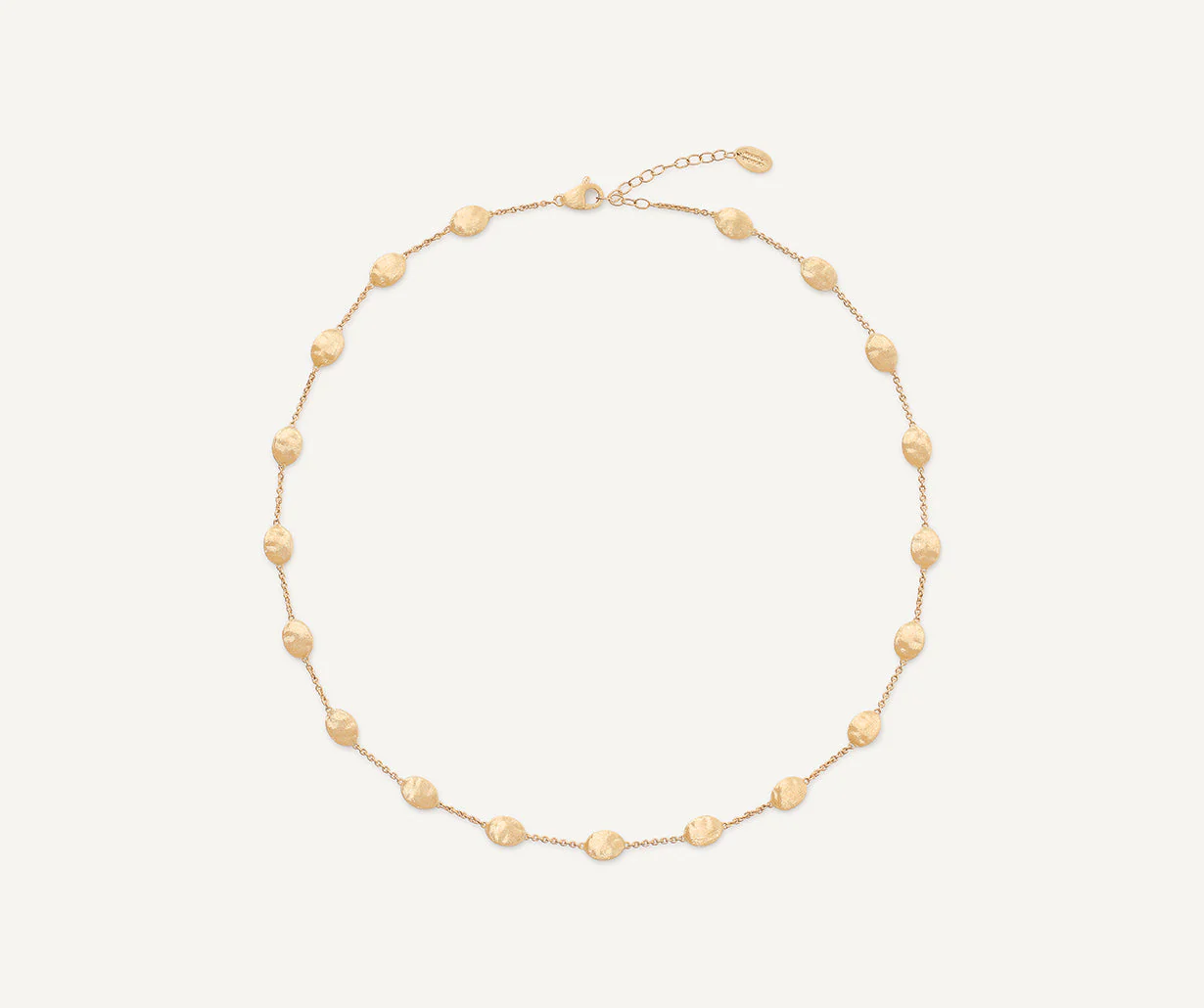 18K Yellow Gold Medium Bean Necklace, 16"-17.5"
