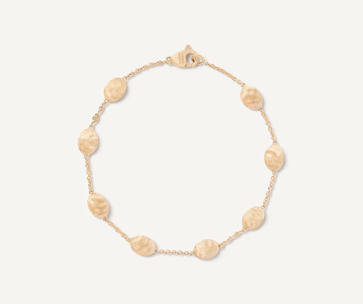 18K Yellow Gold Medium Bean Bracelet, 7.5"