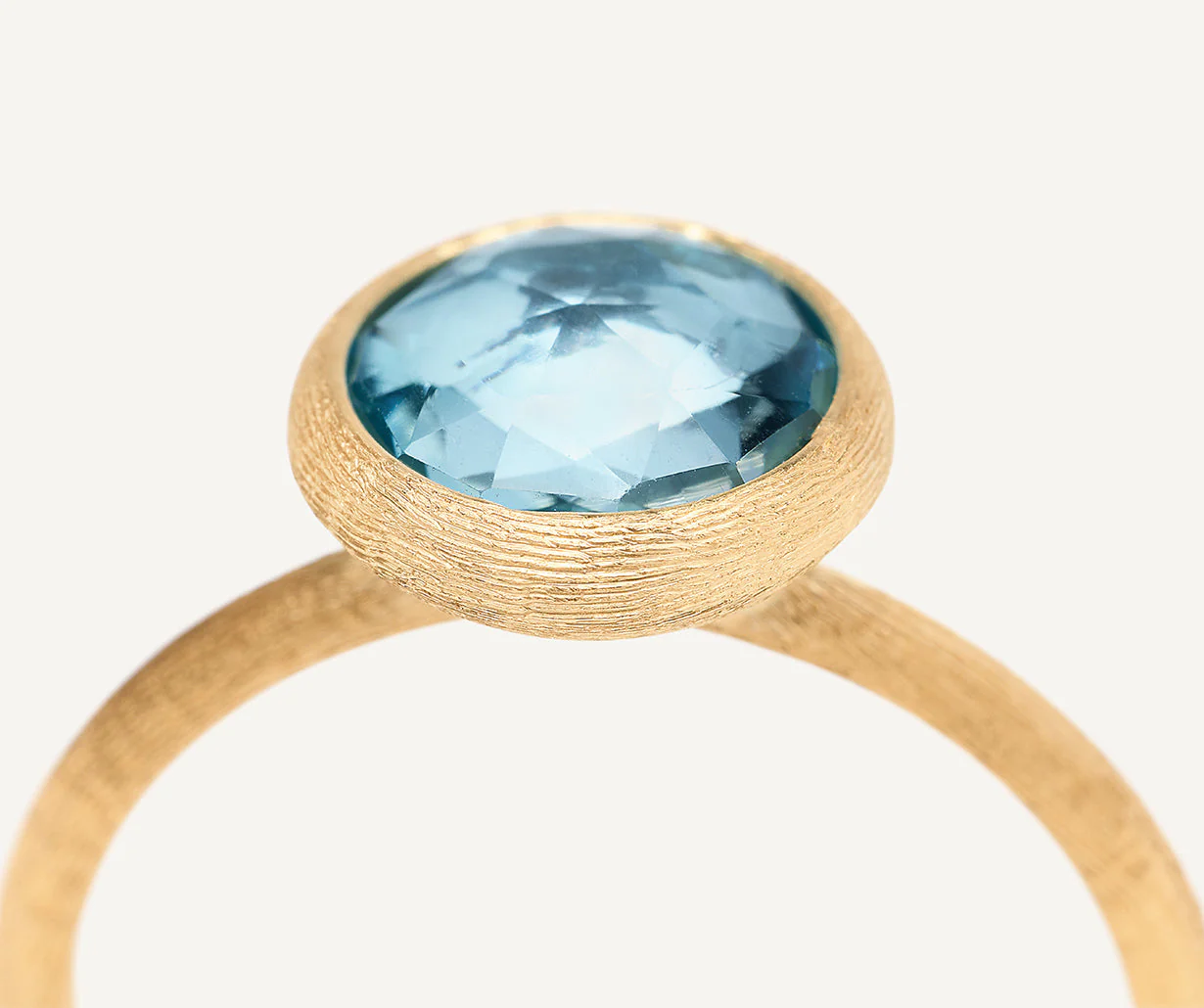 18K Yellow Gold Blue Topaz Stackable Ring - Image 3