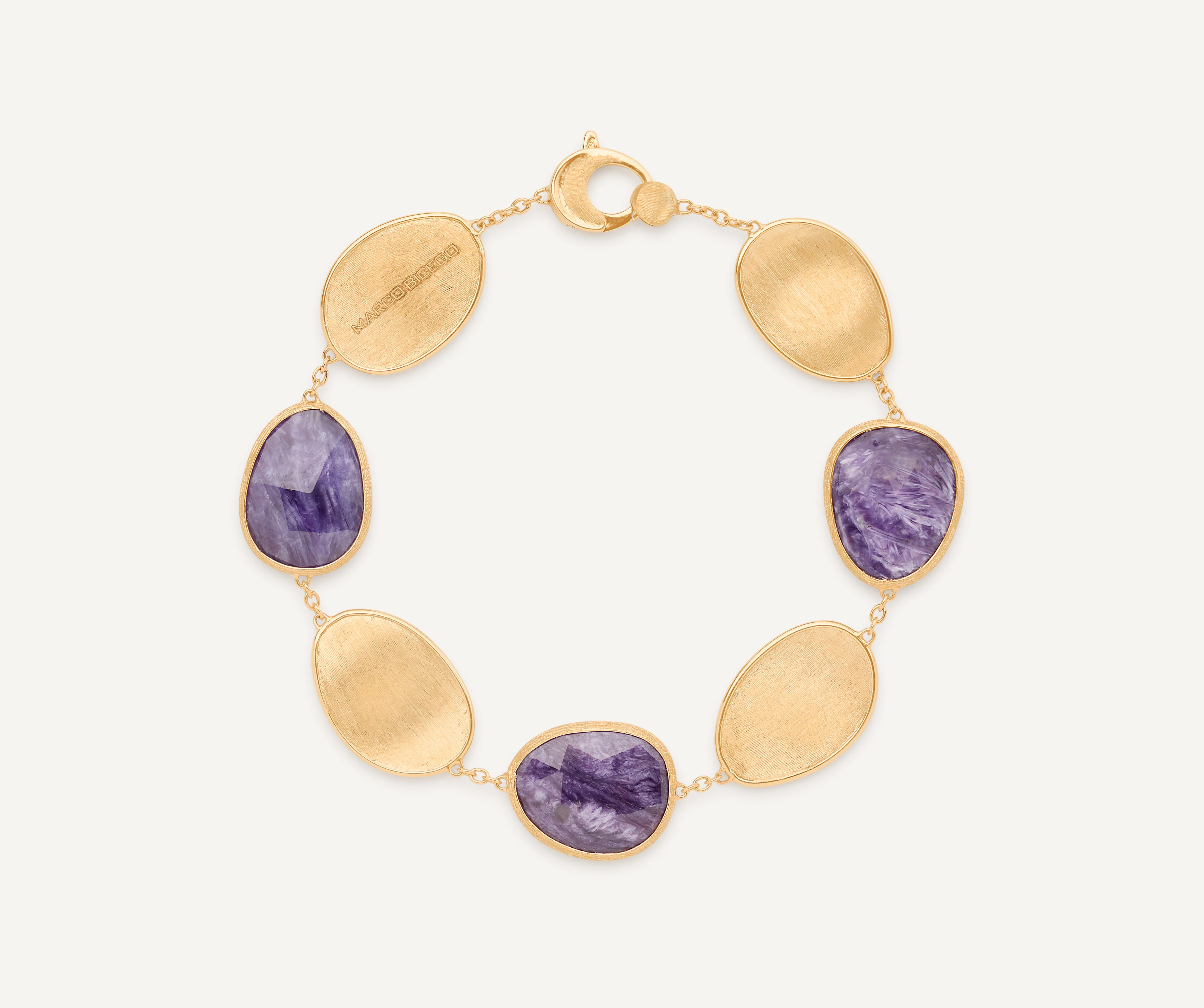18K Yellow Gold Charoite Bracelet, 7.25"