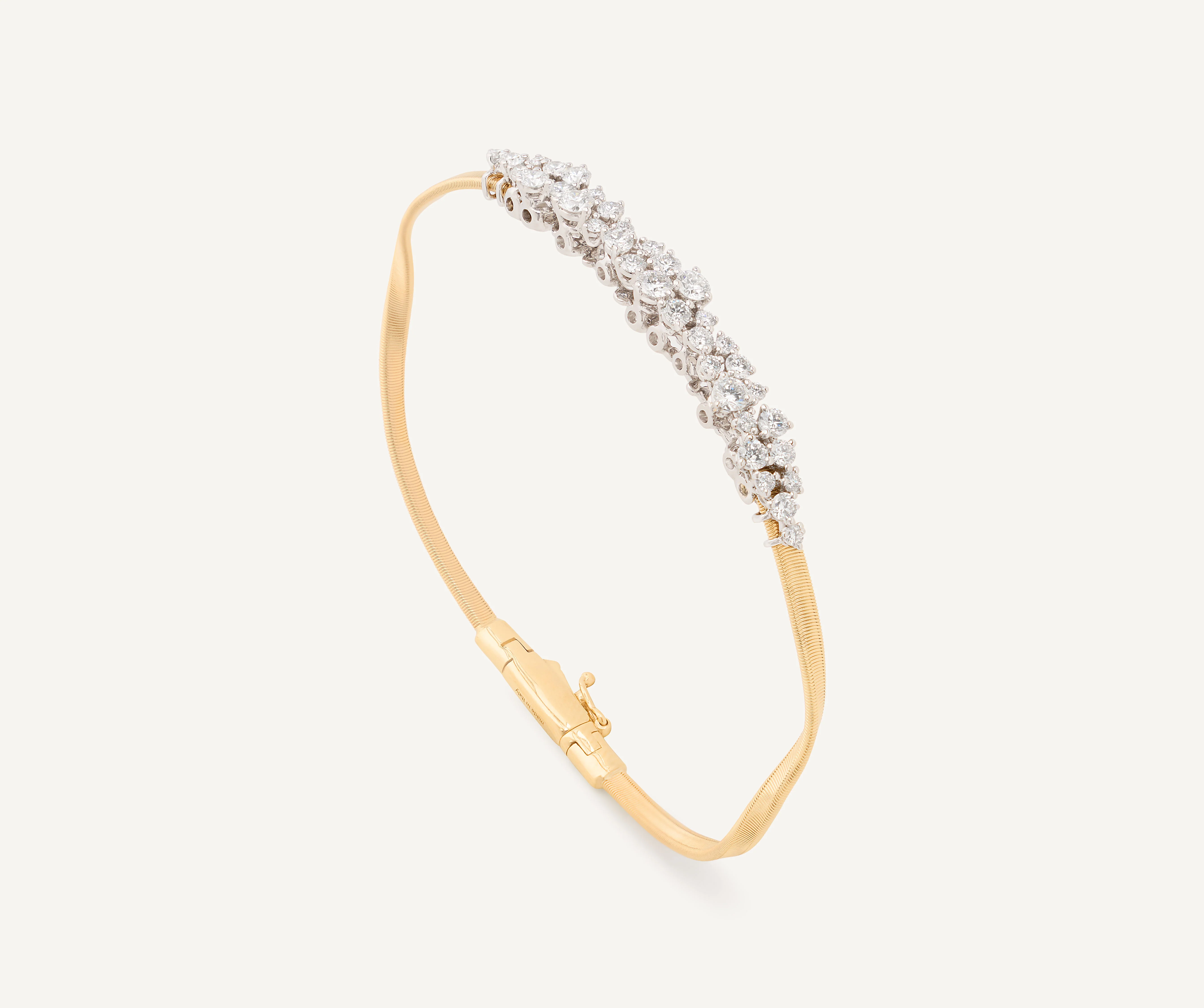 18K Yellow Gold Diamond Bangle, 2.2mm