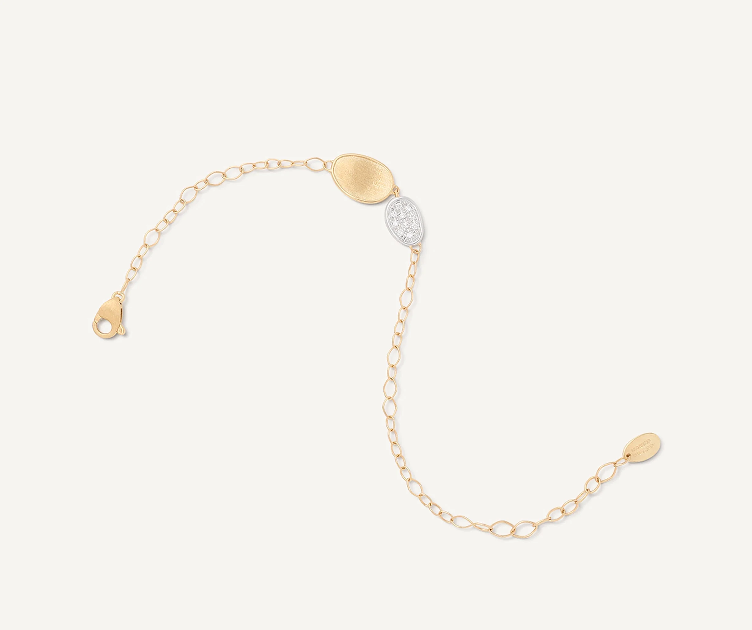 18K Yellow Gold Petal Bracelet with Diamonds, 6.25"-7.75" - Image 3