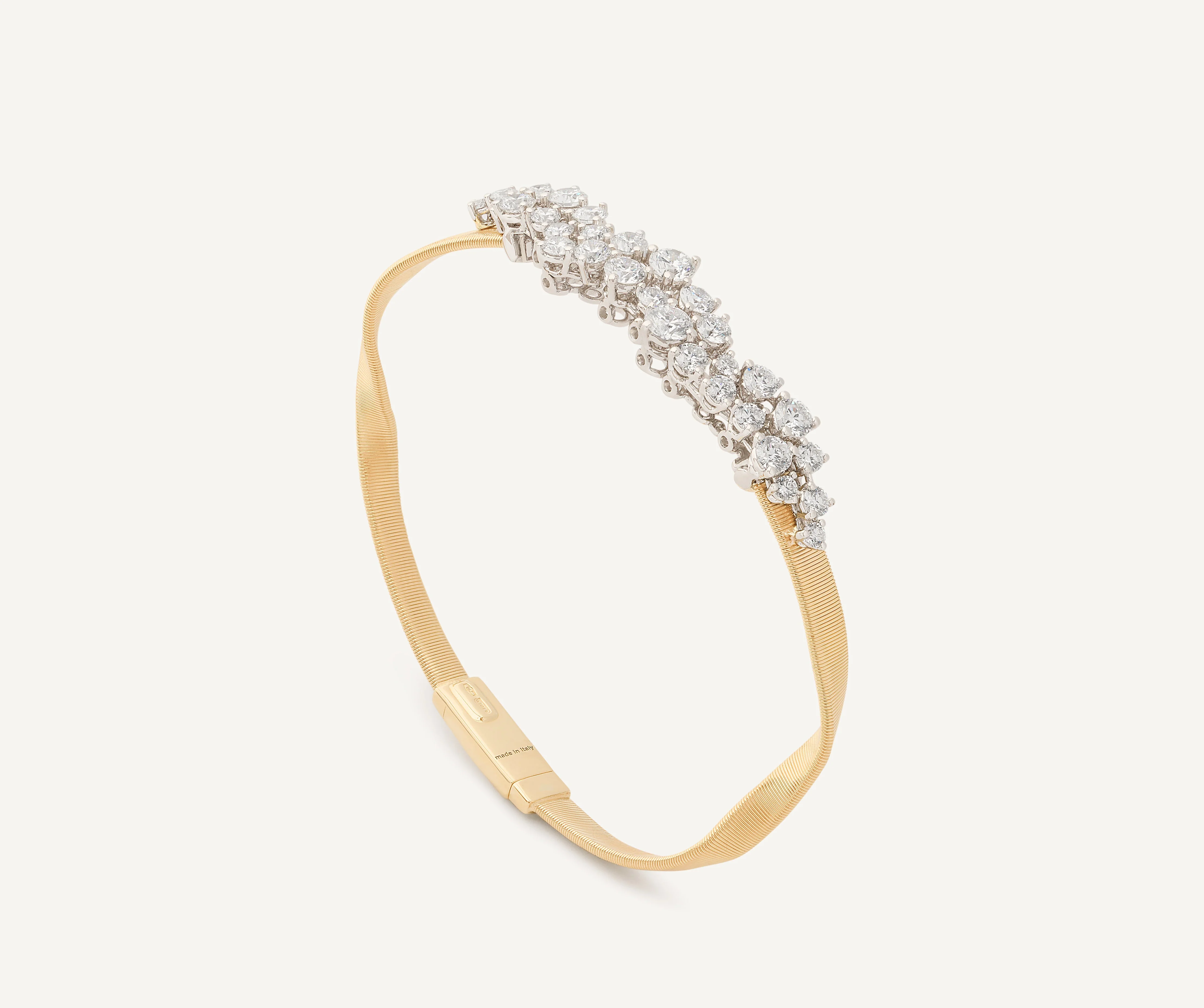 18K Yellow Gold Diamond Bangle,4 mm