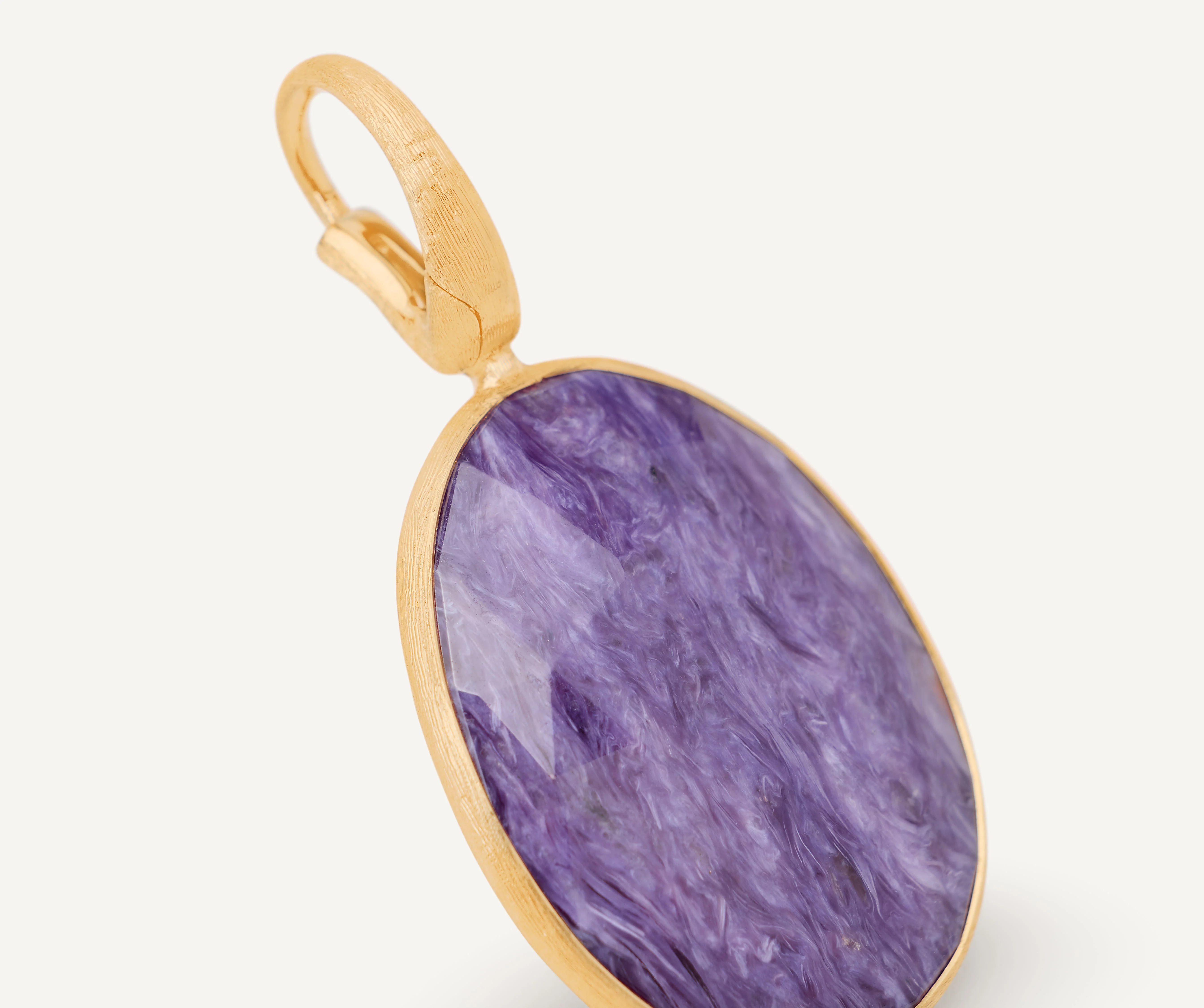 18K Yellow Gold Charoite Pendant, 1.65" - Image 3