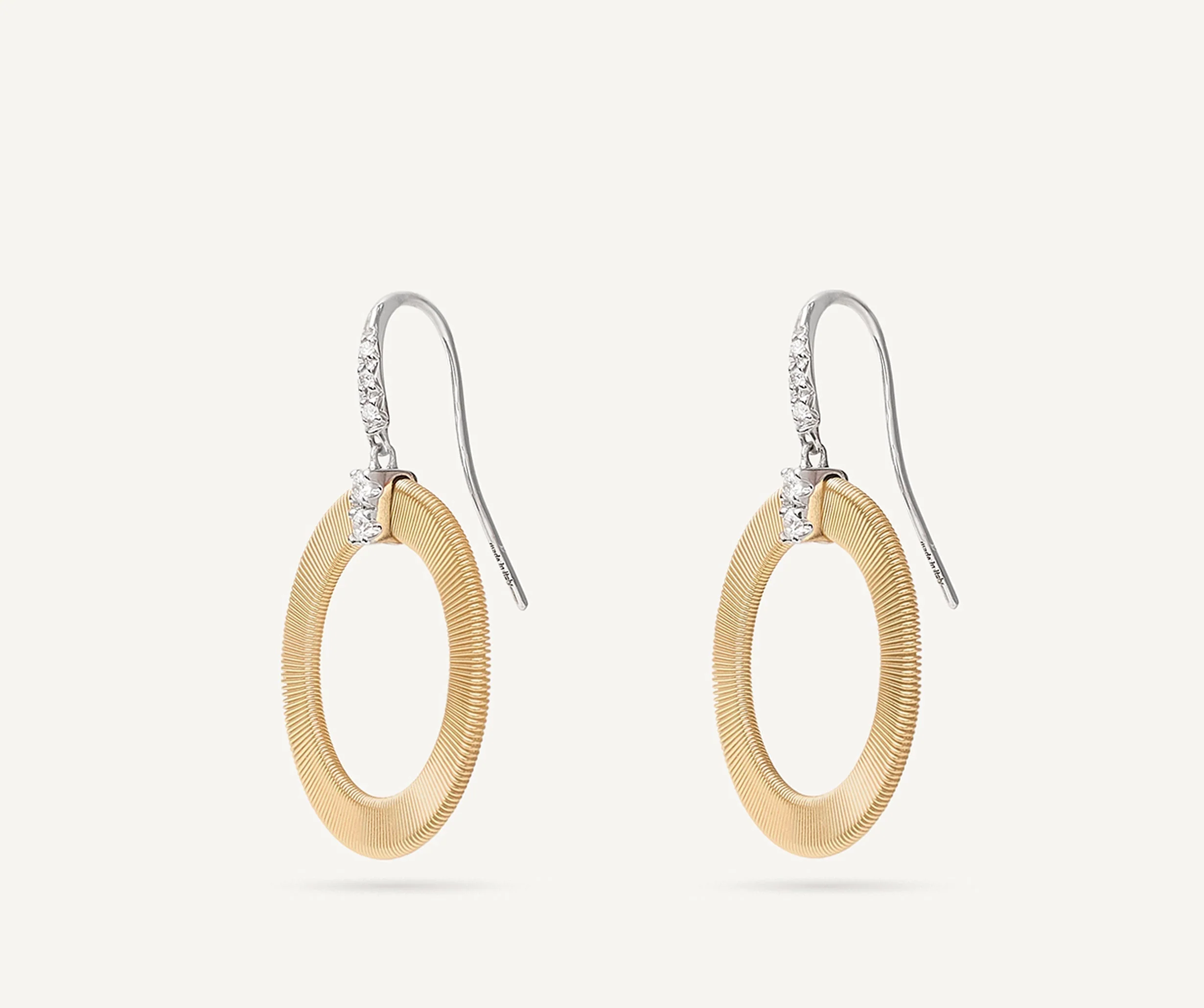 18K Yellow Gold Coil Earrings with Diamonds, 1.4" - Image 4