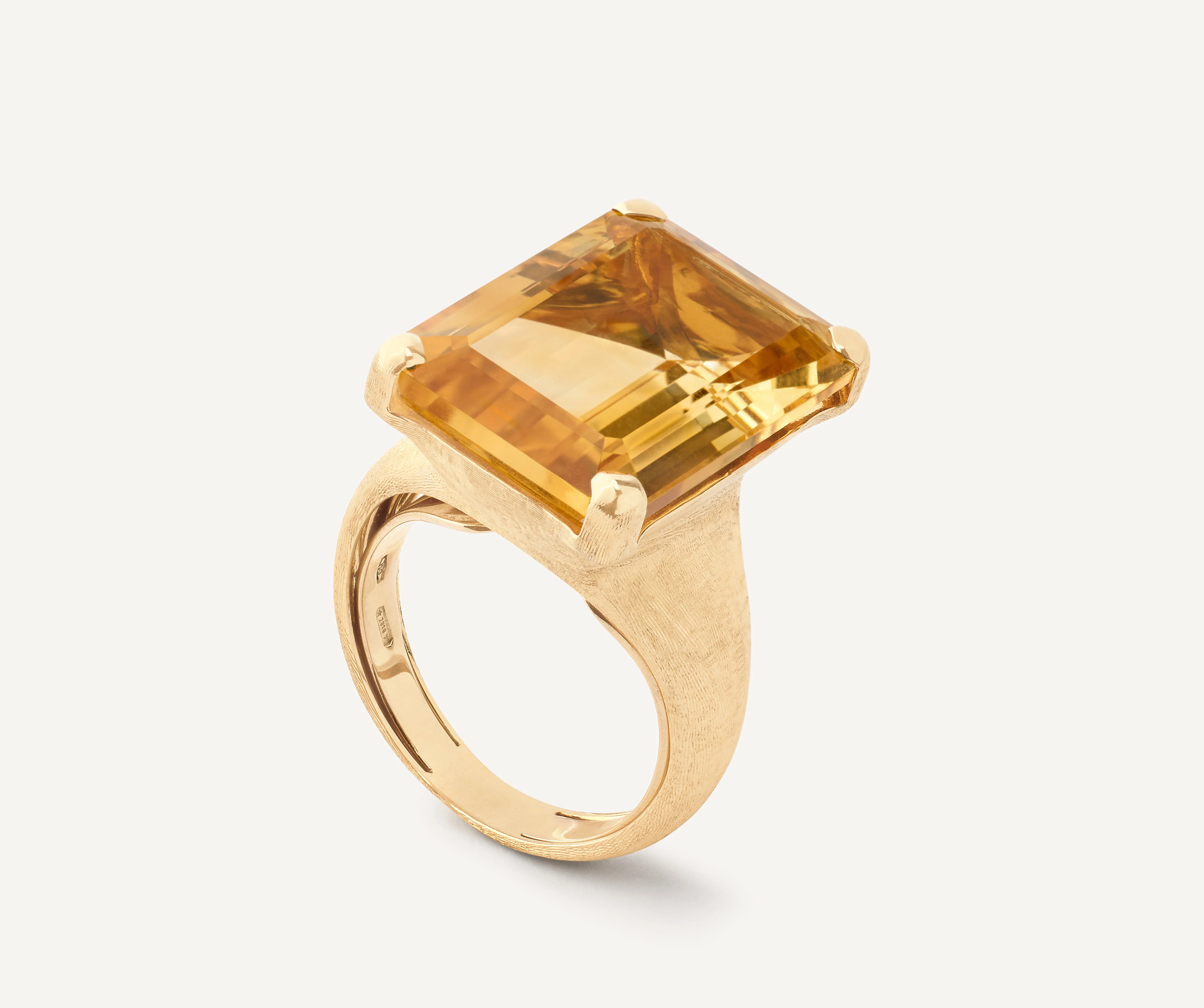 18K Yellow Gold Baguette-Cut Citrine Cocktail Ring