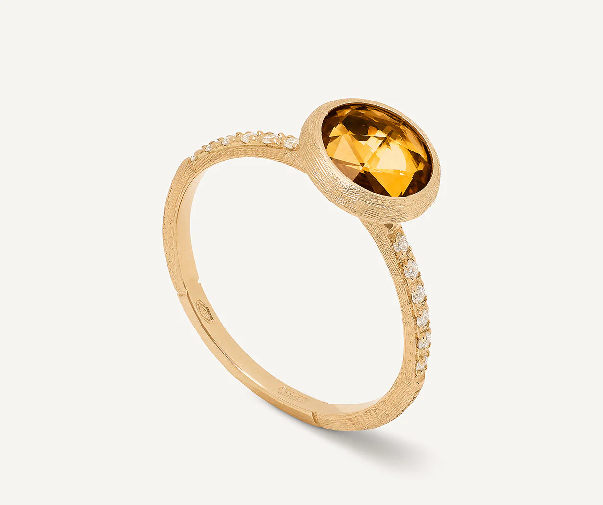 18K Yellow Gold Citrine Ring with Diamonds