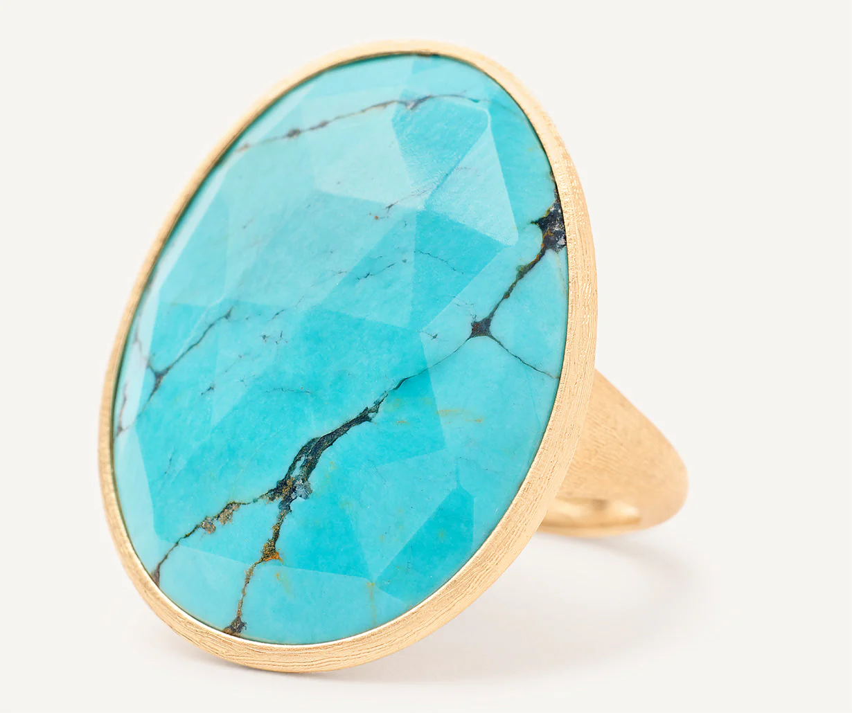 18K Yellow Gold Turquoise Cocktail Ring - Image 3