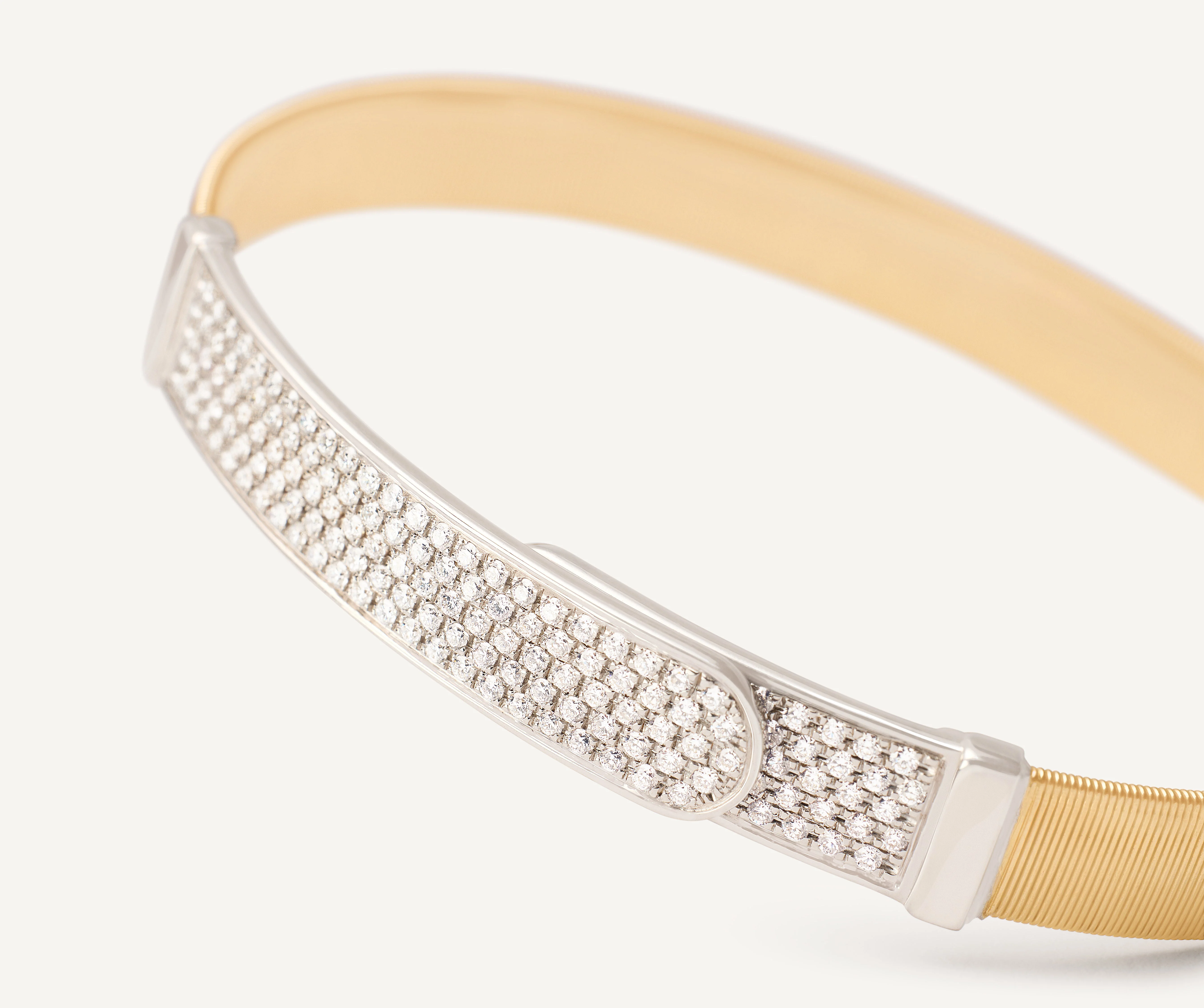 18K Yellow Gold Coil Bangle with Diamond Bar, 7mm - Image 3