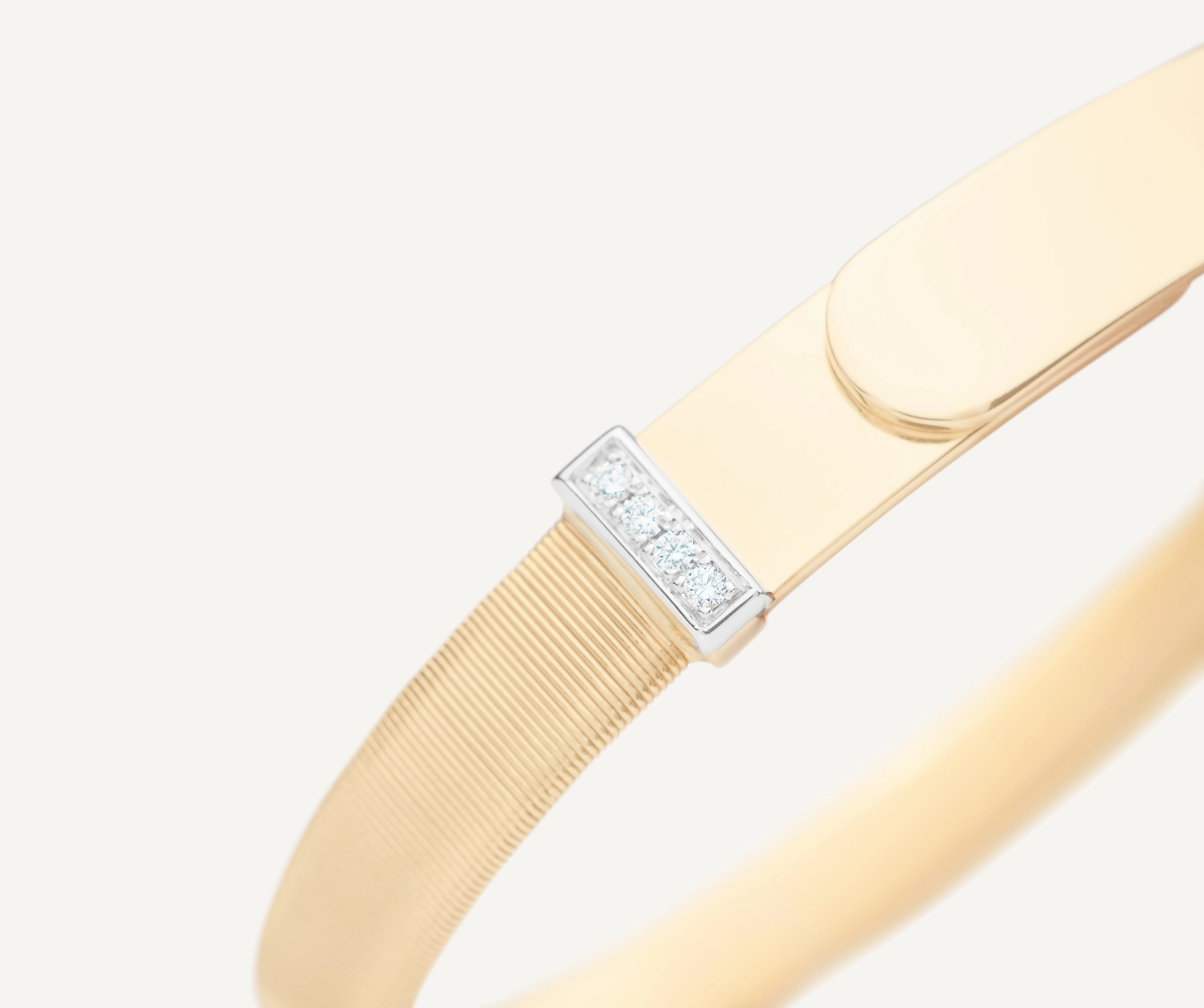 18K Yellow Gold Coil Bangle with Diamond Stations, 7mm - Image 3