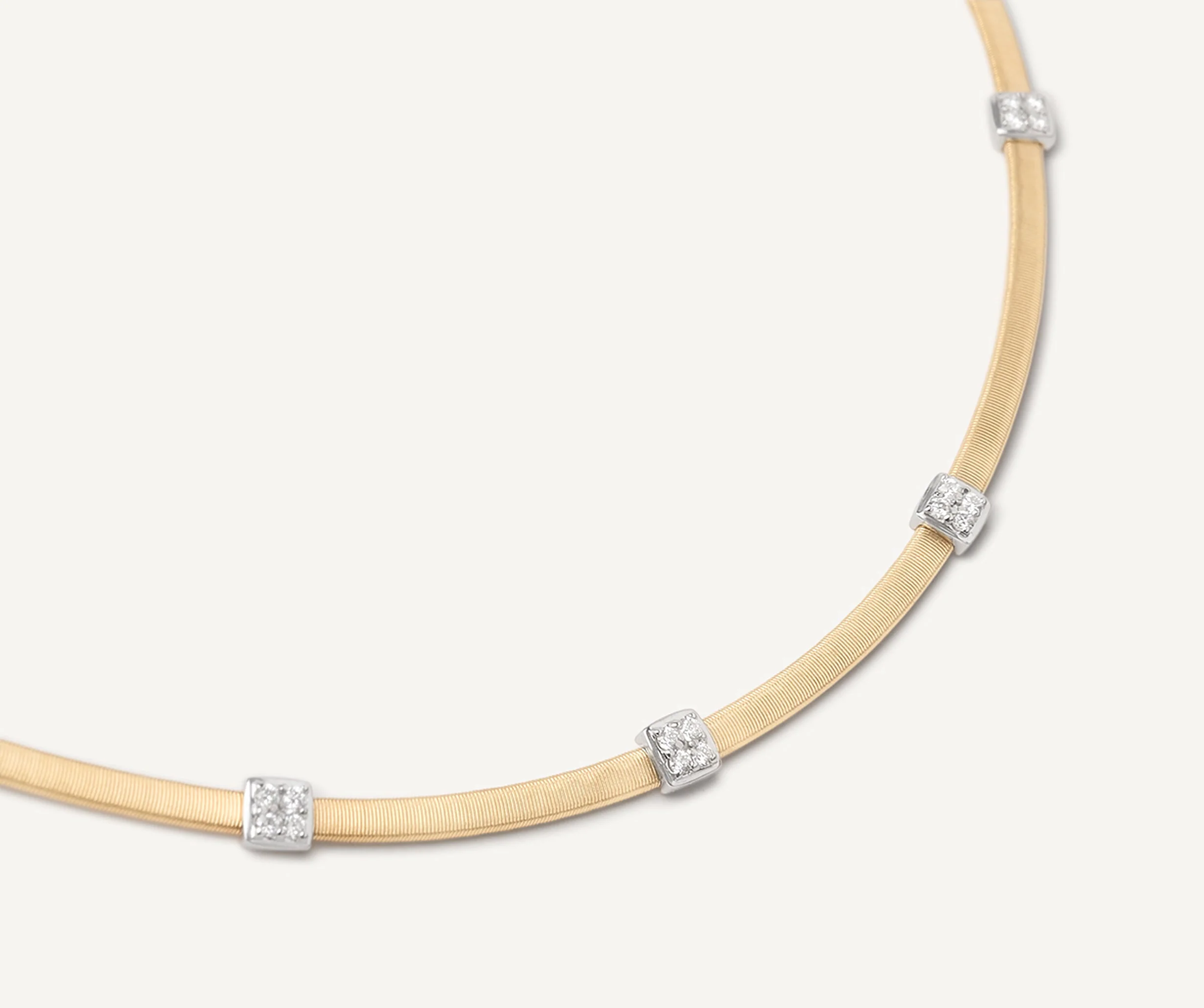 18K Yellow Gold Coil Necklace with Diamond Stations, 16.5" - Image 4