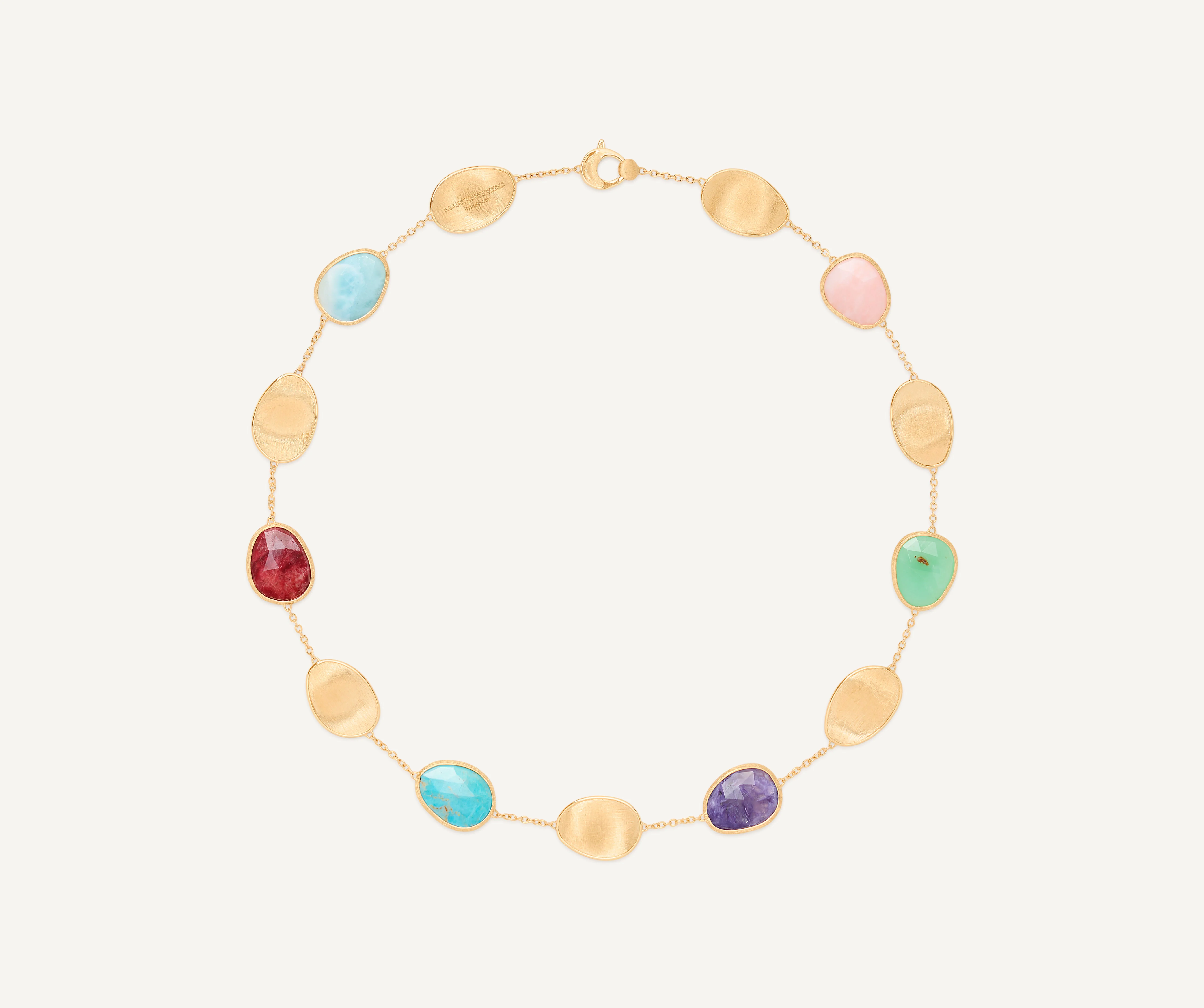 18K Yellow Gold Gemstone Necklace, 17"