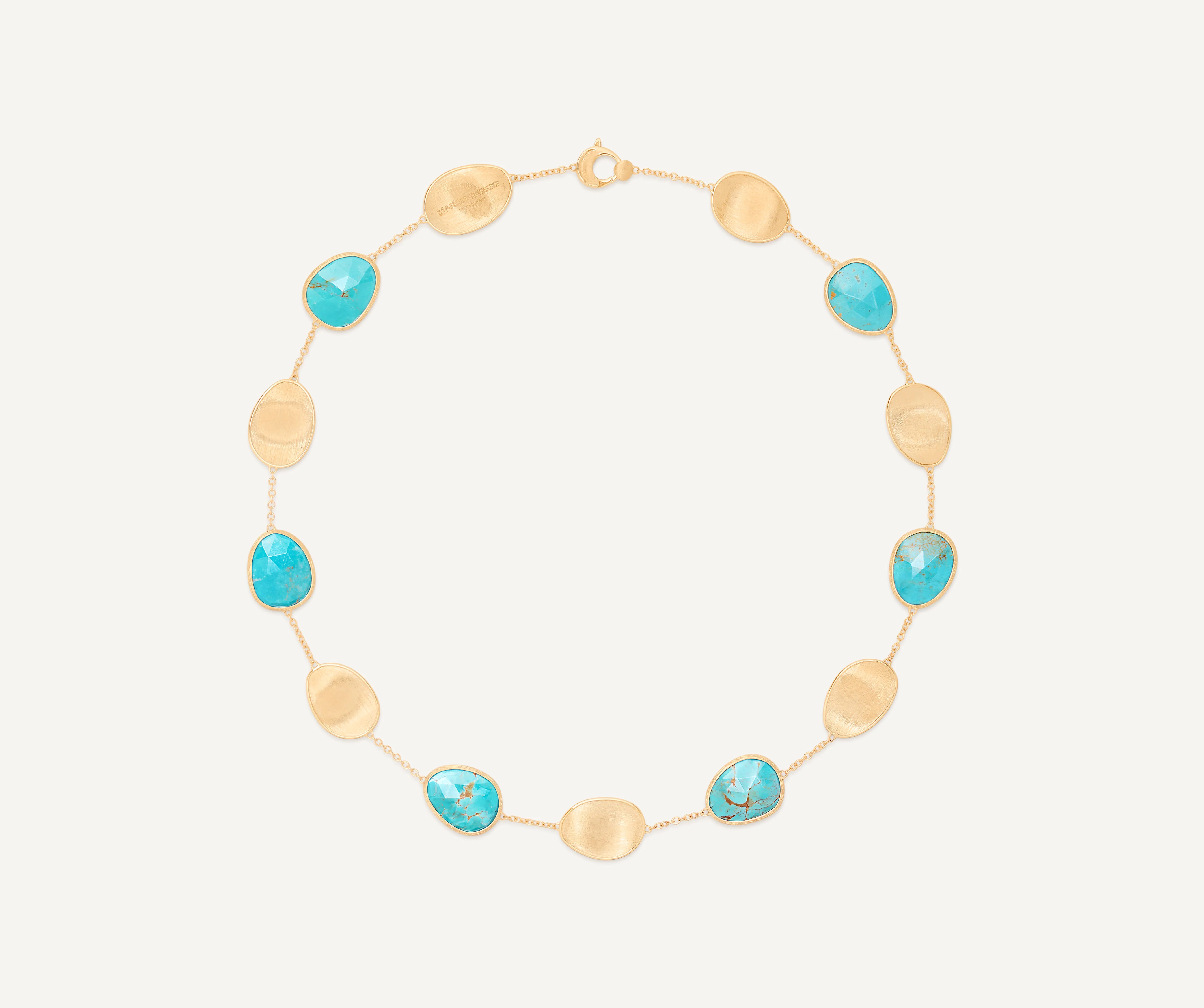 18K Yellow Gold Turquoise Necklace, 17"