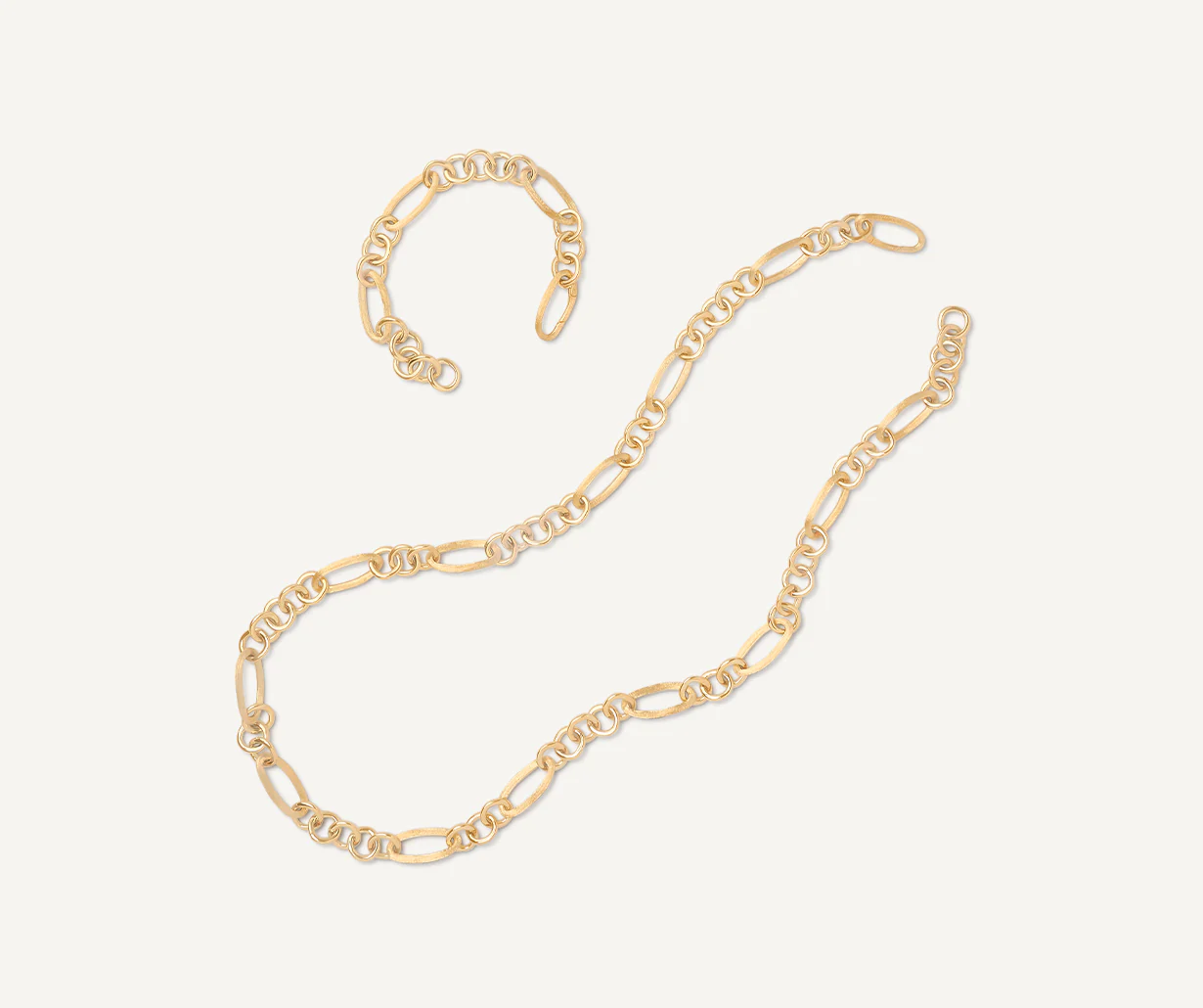 18K Yellow Gold Alternating Link Necklace, 36" - Image 4
