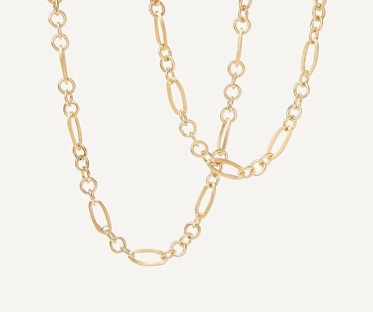 18K Yellow Gold Alternating Link Necklace, 36" - Image 5