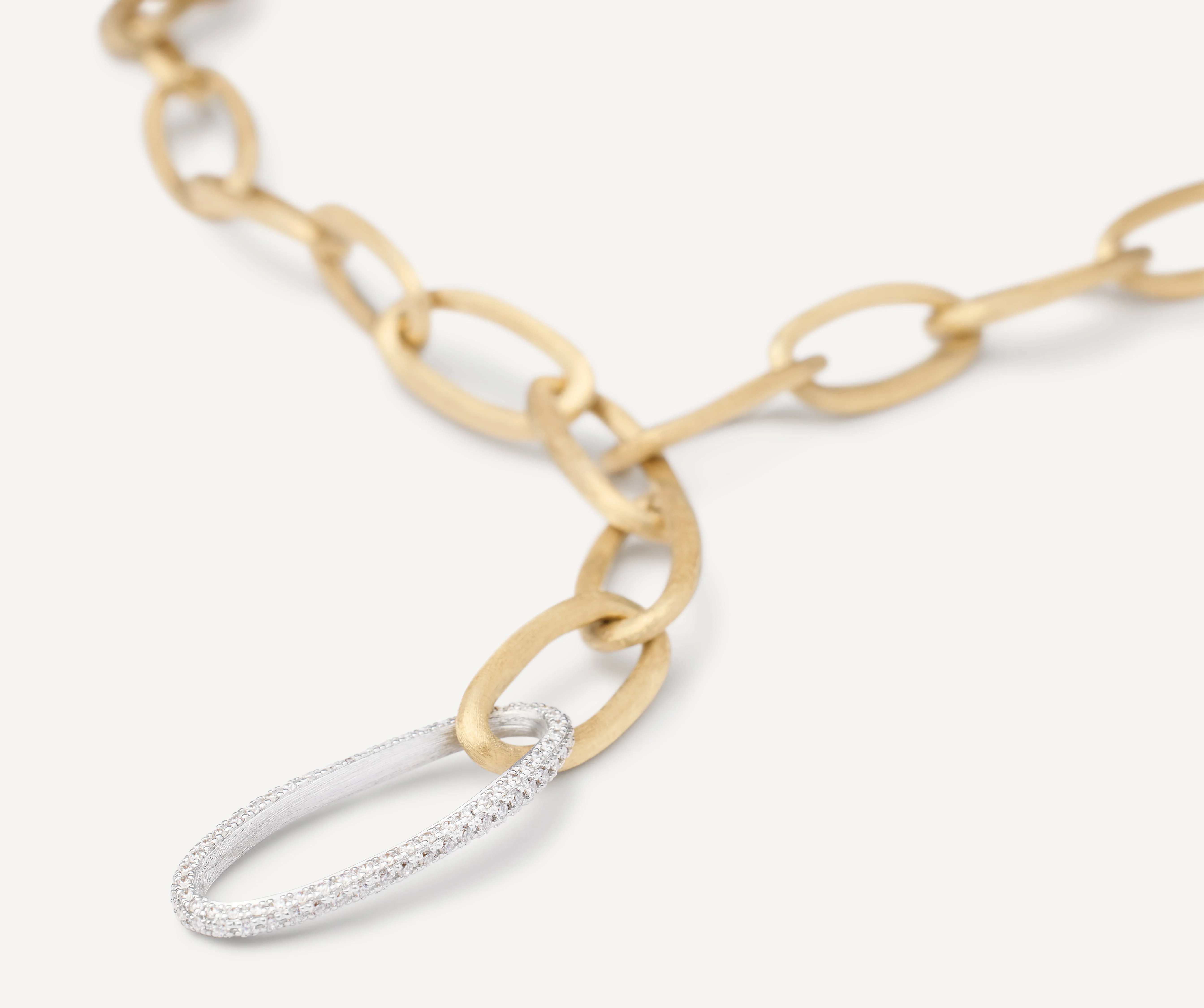 18K Yellow Gold Convertible Oval Link Lariat with Diamonds, 18" - Image 3