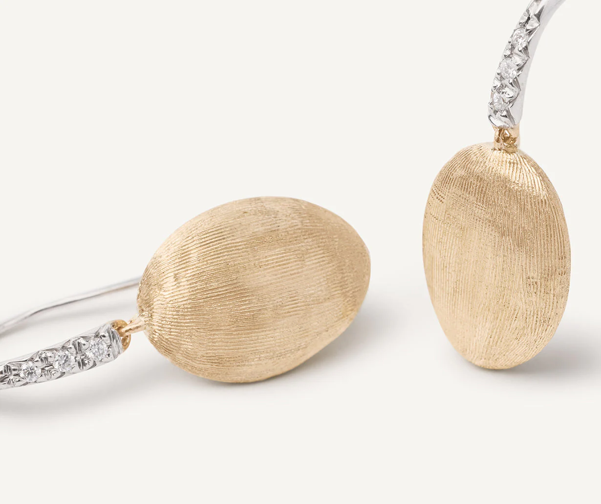 18K Yellow Gold Earrings with Diamonds, 1" - Image 3