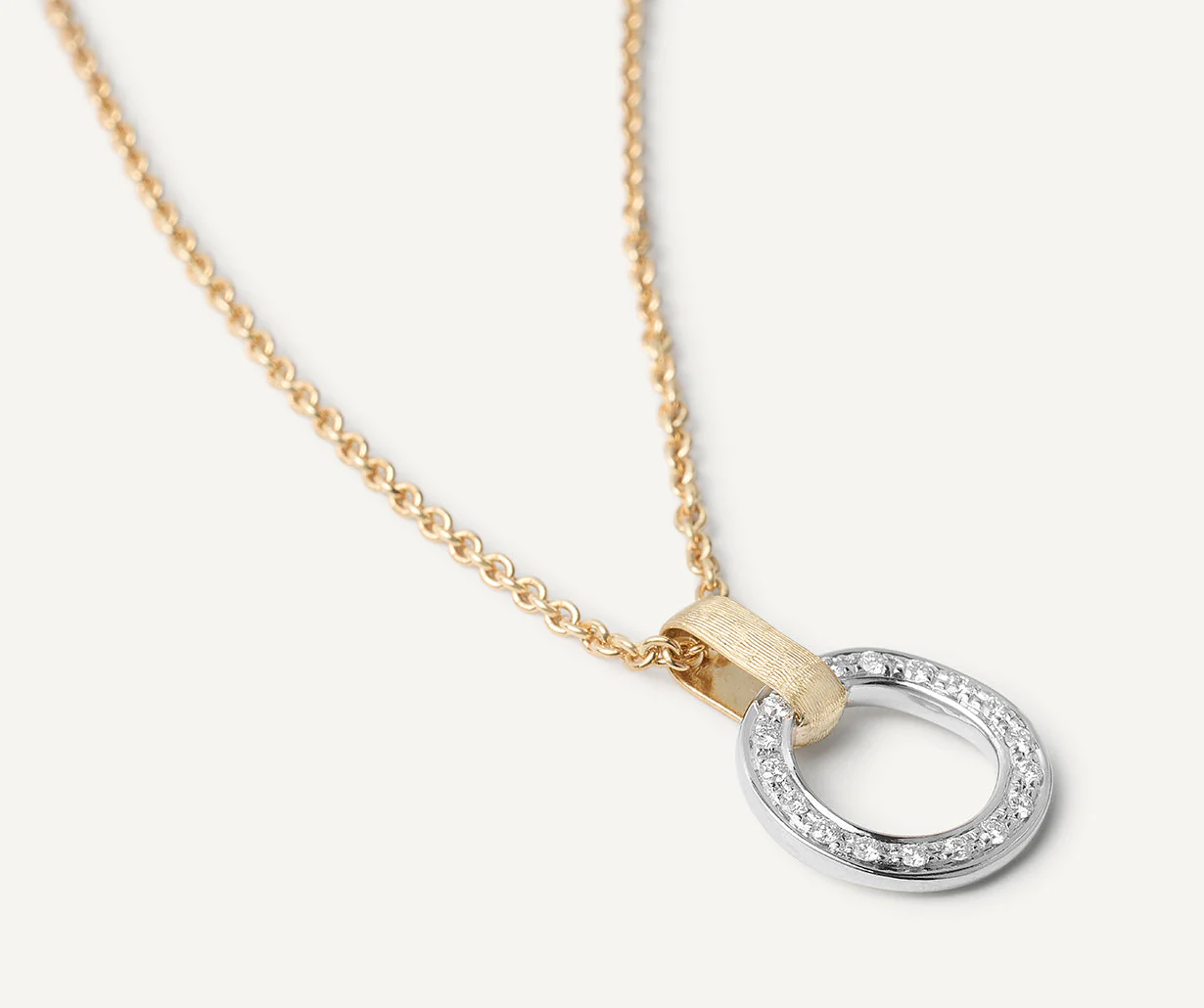 18K Yellow Gold Diamond Link Pendant Necklace, 16.5" - Image 3