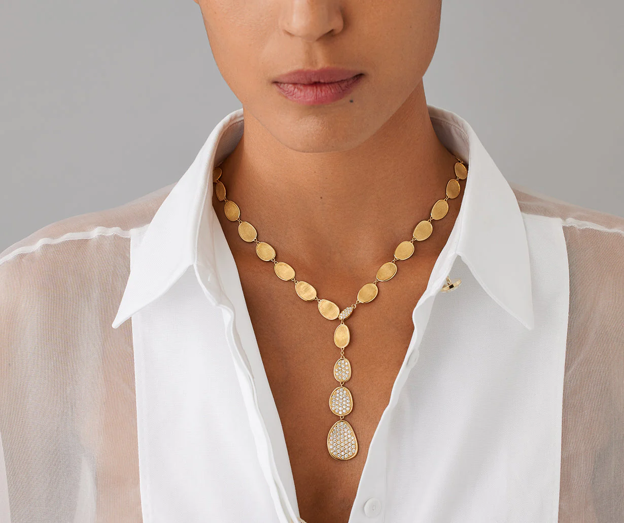 18K Yellow Gold Diamond Petal Lariat, 18.25" - Image 3