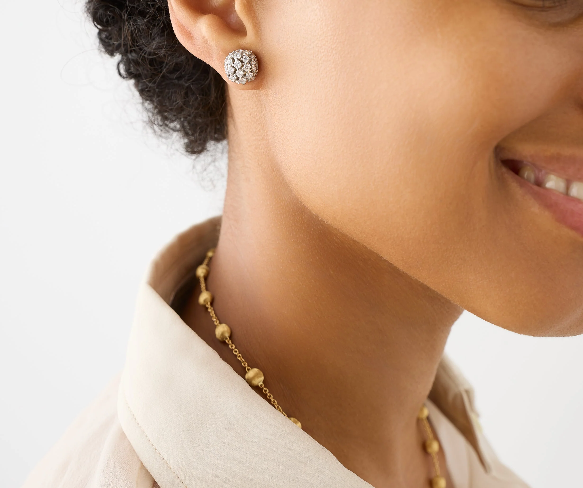 18K Yellow Gold Diamond Stud Earrings, 0.39" - Image 2