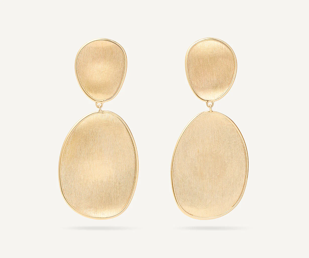 18K Yellow Gold Petal Earrings, 1.8"