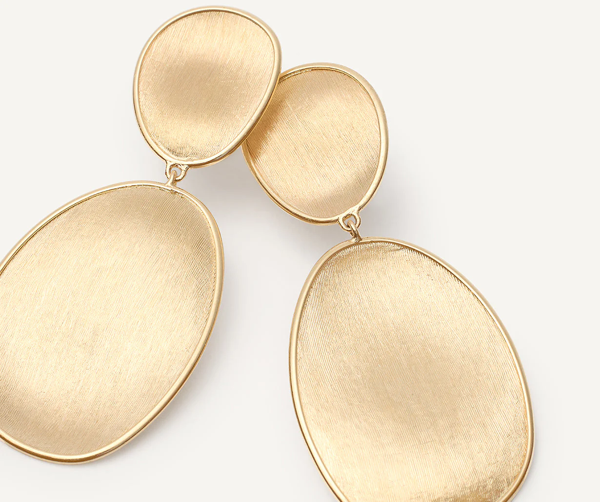 18K Yellow Gold Petal Earrings, 1.8" - Image 3