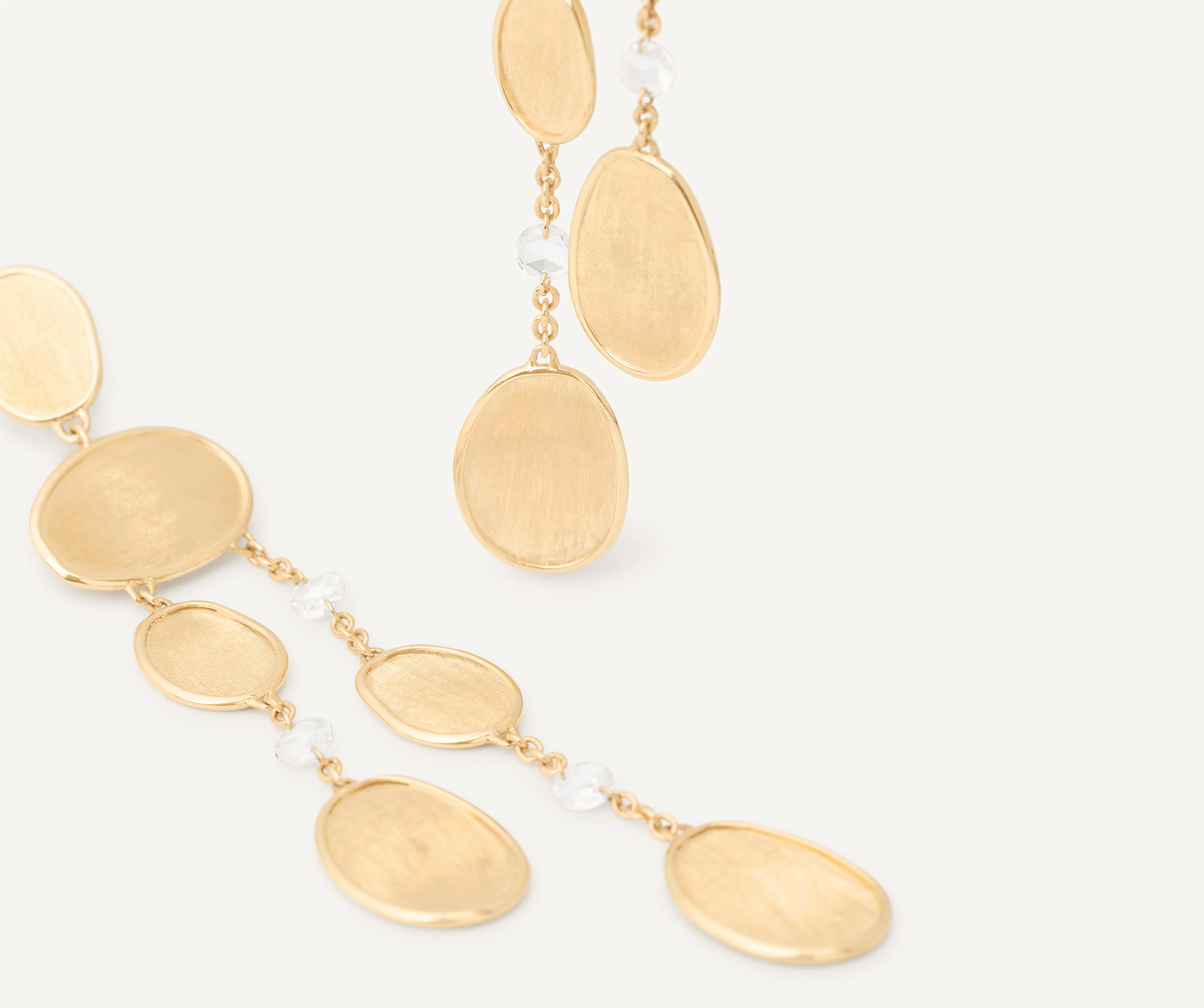 18K Yellow Gold Petal and Diamond Earrings, 2.8" - Image 3