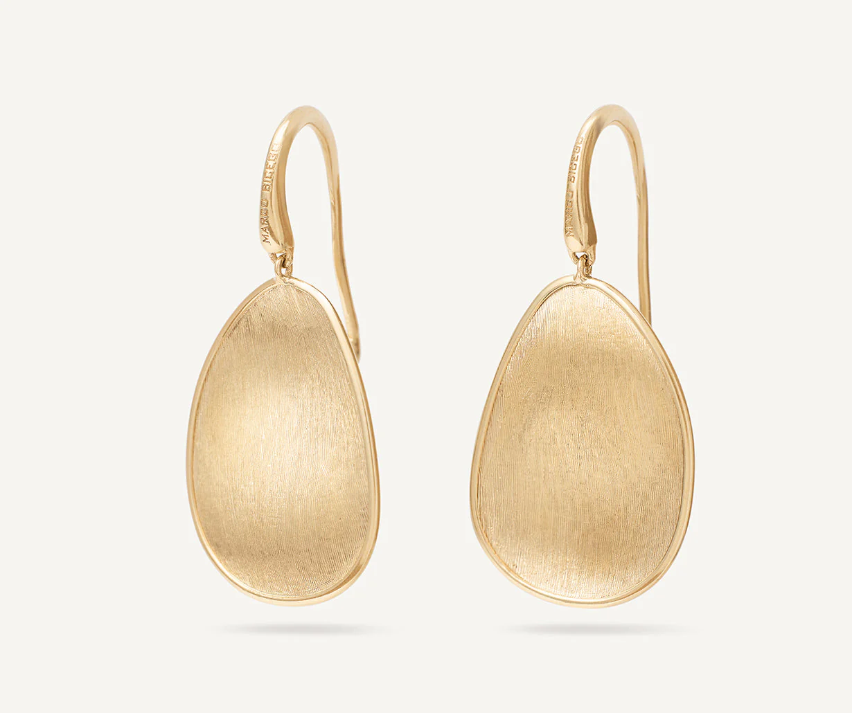 18K Yellow Gold Petal Earrings, 1.25"