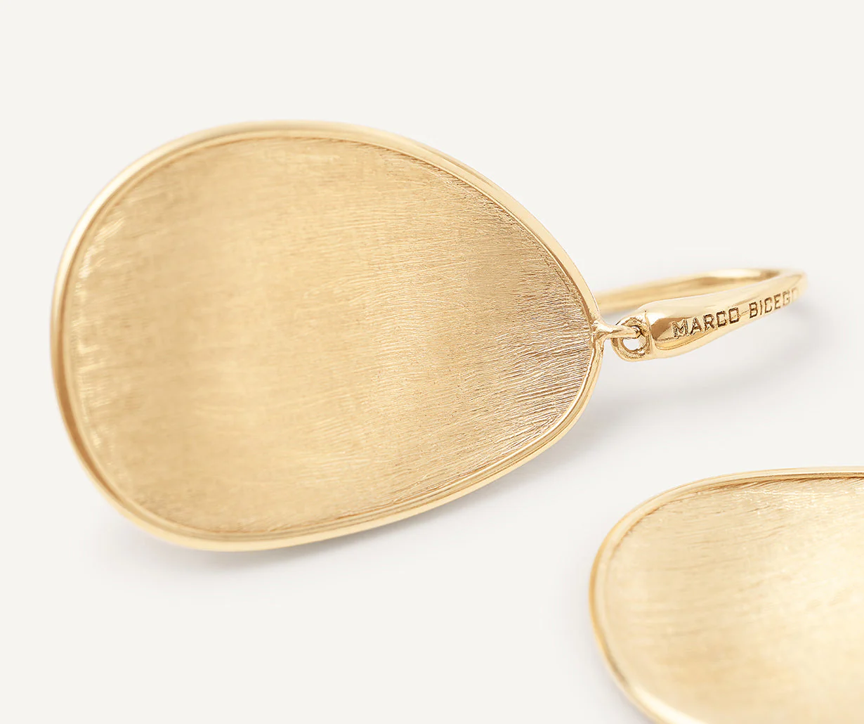 18K Yellow Gold Petal Earrings, 1.25" - Image 3
