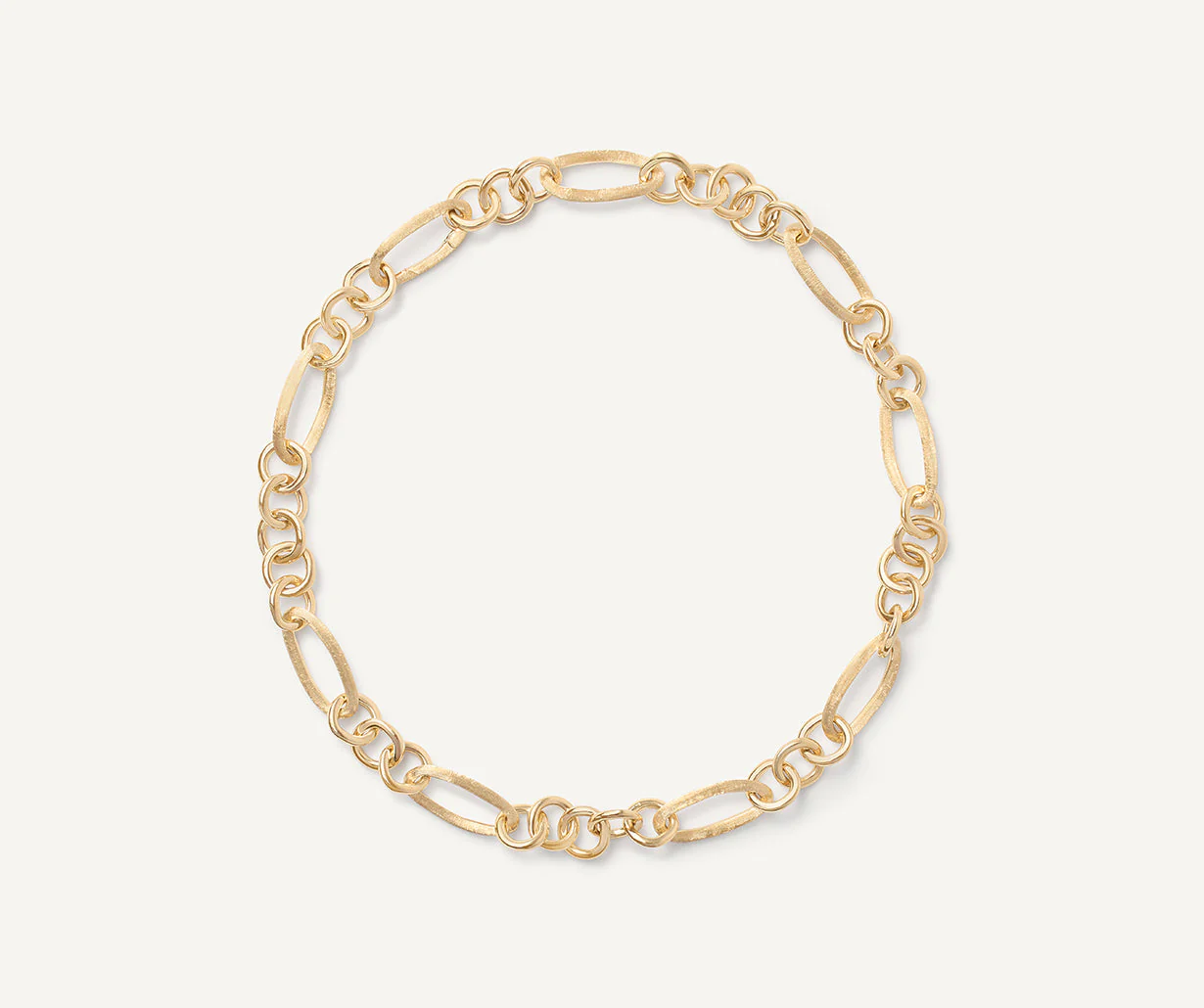 18K Yellow Gold Alternating Link Necklace, 17.75"