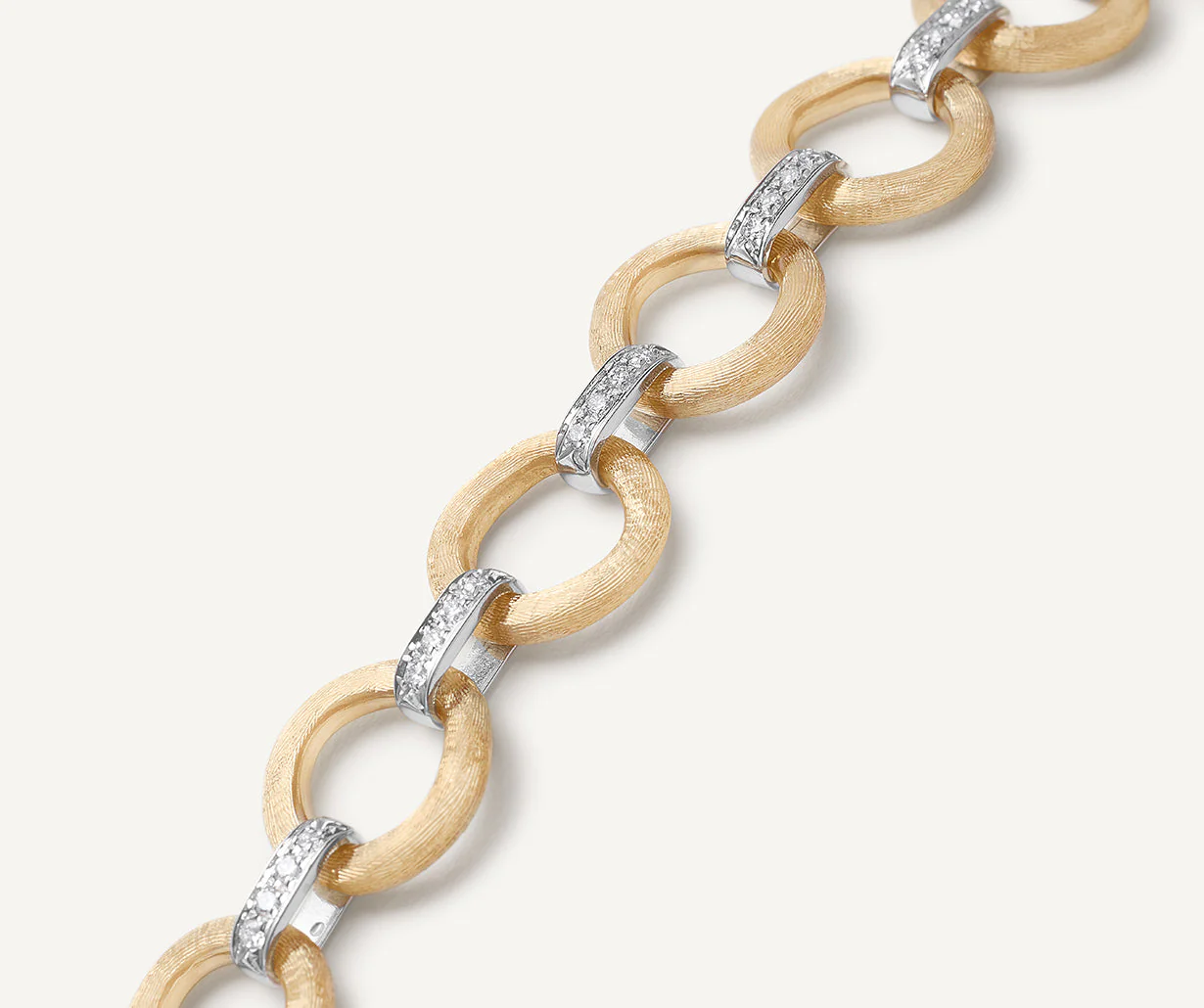 18K Yellow Gold Link Necklace with Diamonds, 17.75" - Image 3
