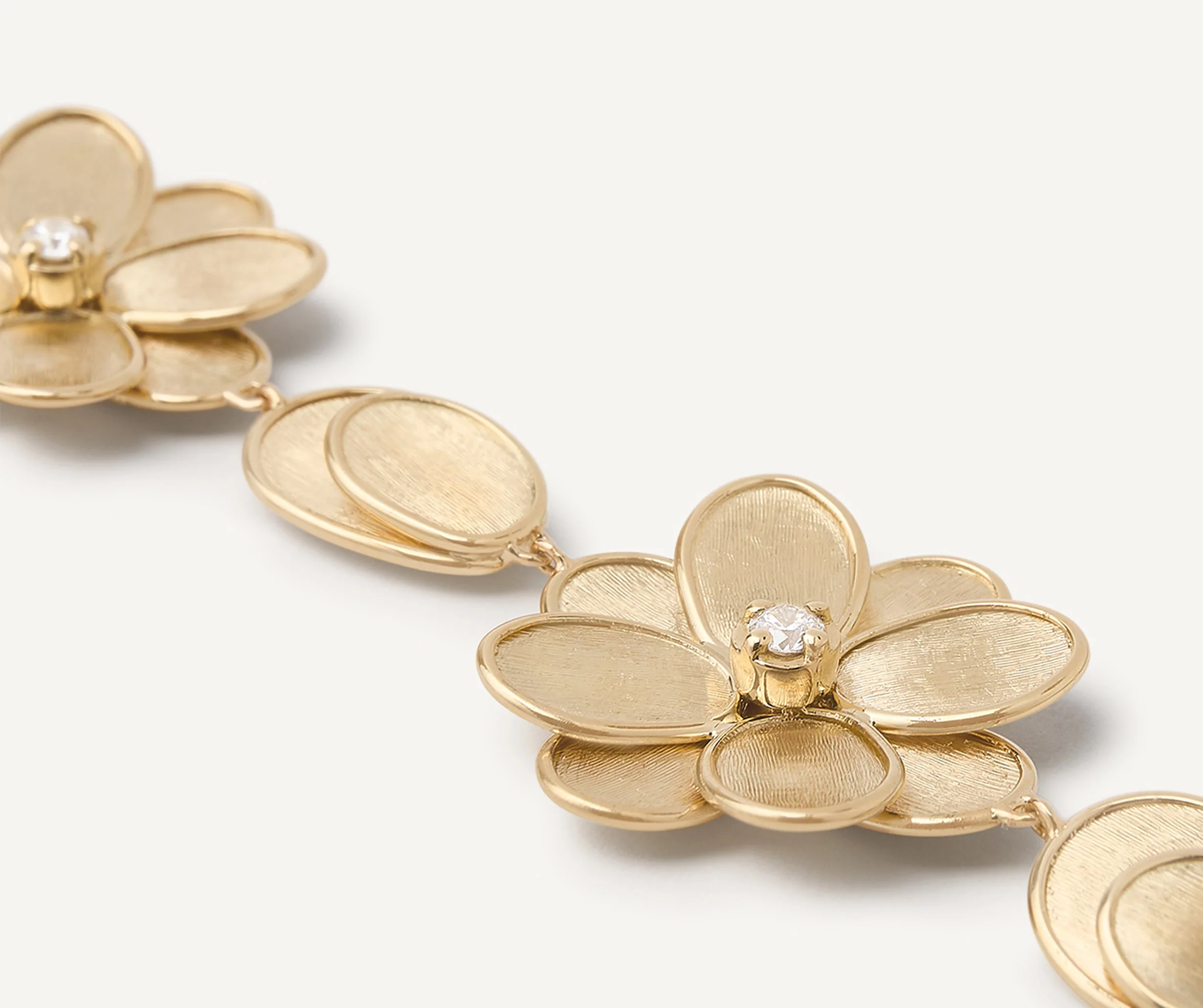 18K Yellow Gold Flower Bracelet with Diamonds, 7.25" - Image 4